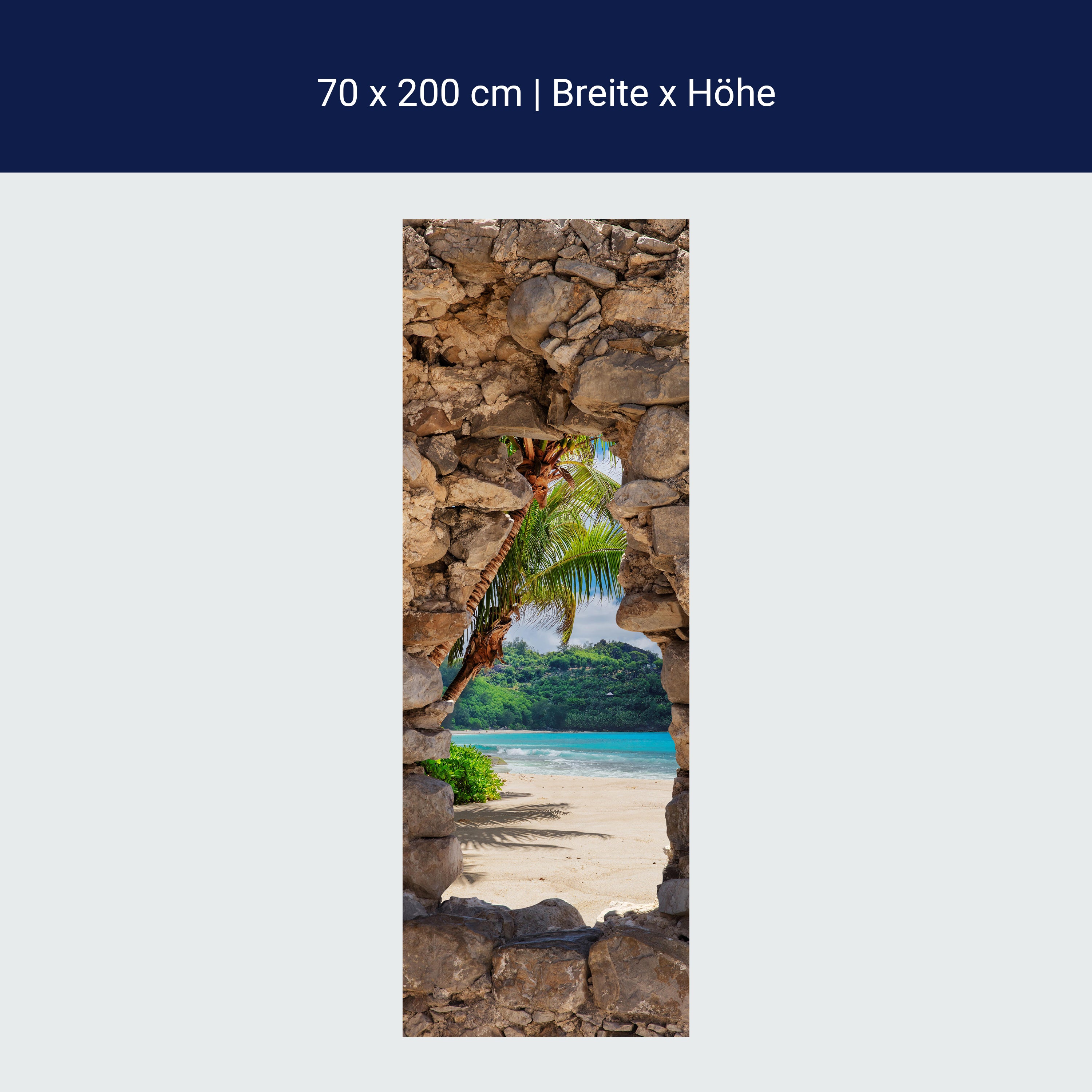 Türtapete 3D Steine, Palmen, Insel, Strand, Meer M1270 Türtapete 3D Steine, Palmen, Insel, Strand, Meer M1270