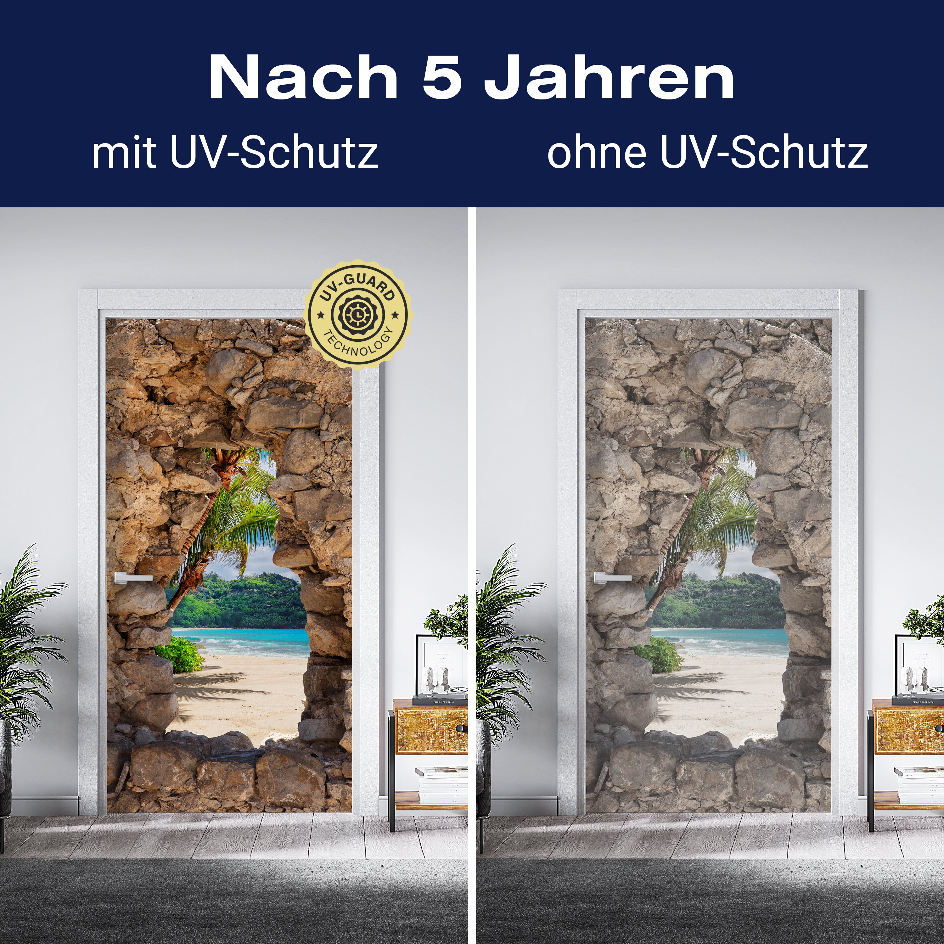 Türtapete 3D Steine, Palmen, Insel, Strand, Meer M1270 - Bild 4 Türtapete 3D Steine, Palmen, Insel, Strand, Meer M1270 - Bild 4