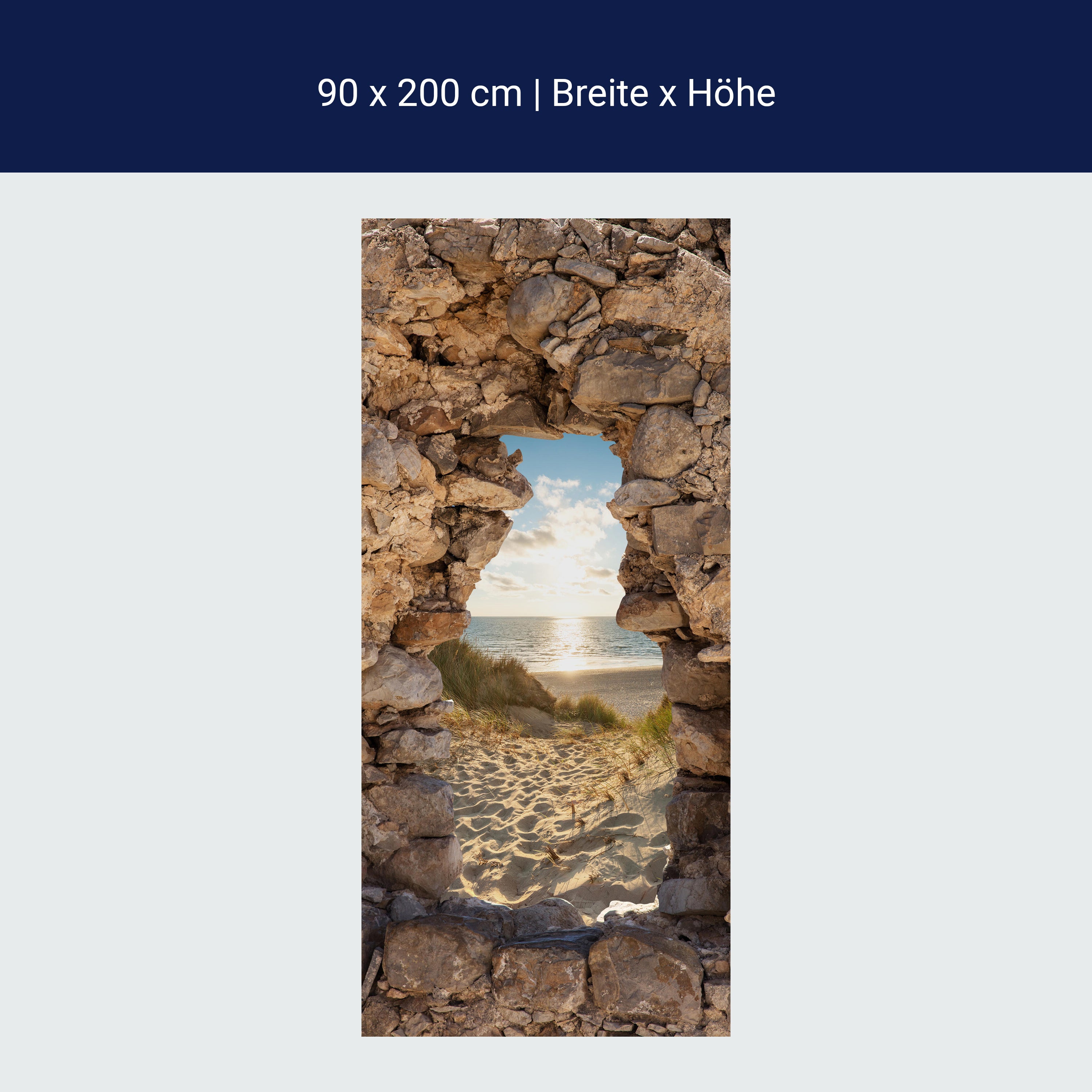 Türtapete 3D Steine, Sand, Strand, Düne, Meer M1271 Türtapete 3D Steine, Sand, Strand, Düne, Meer M1271