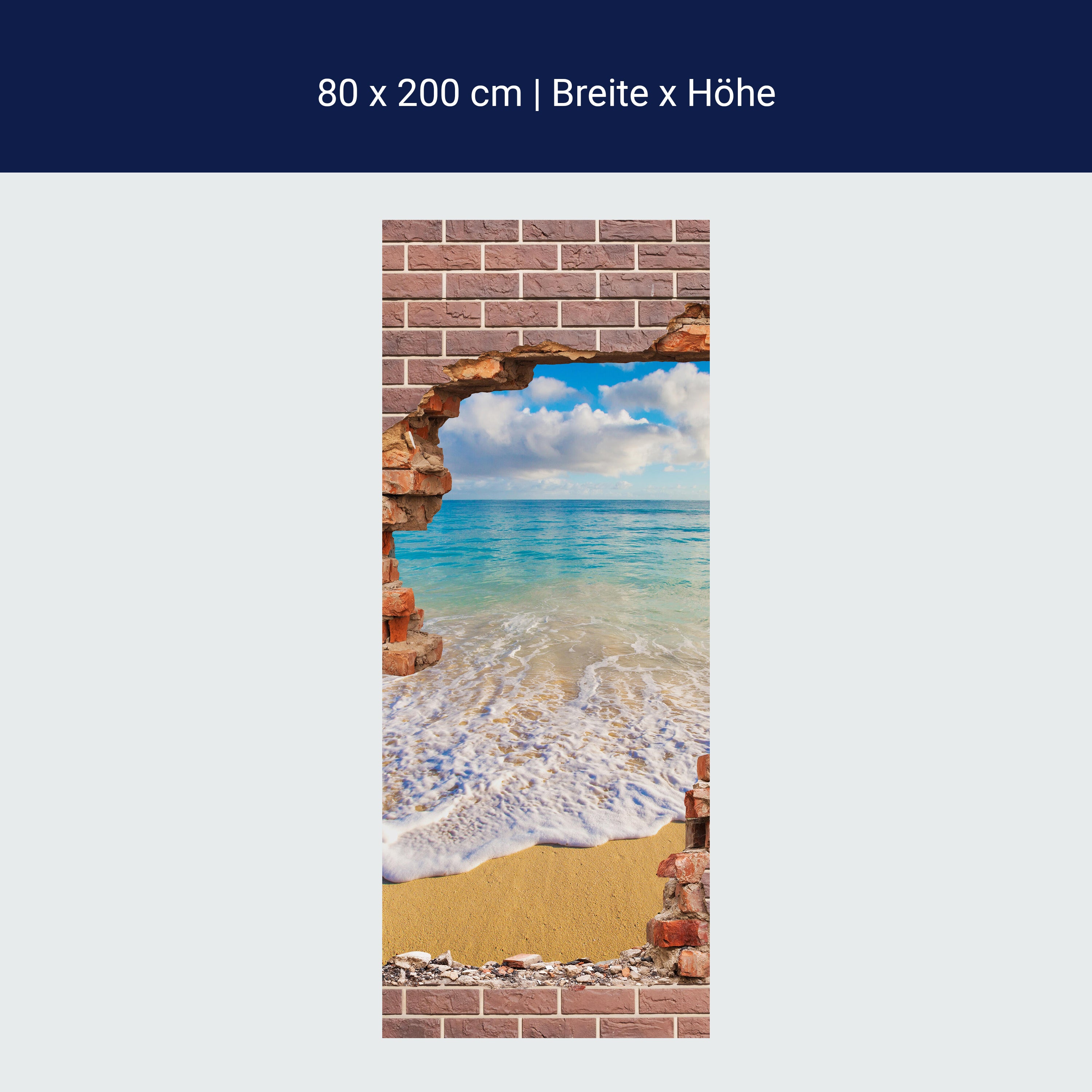 Türtapete 3D Backstein, Strand, Meer, Urlaub M1273 Türtapete 3D Backstein, Strand, Meer, Urlaub M1273