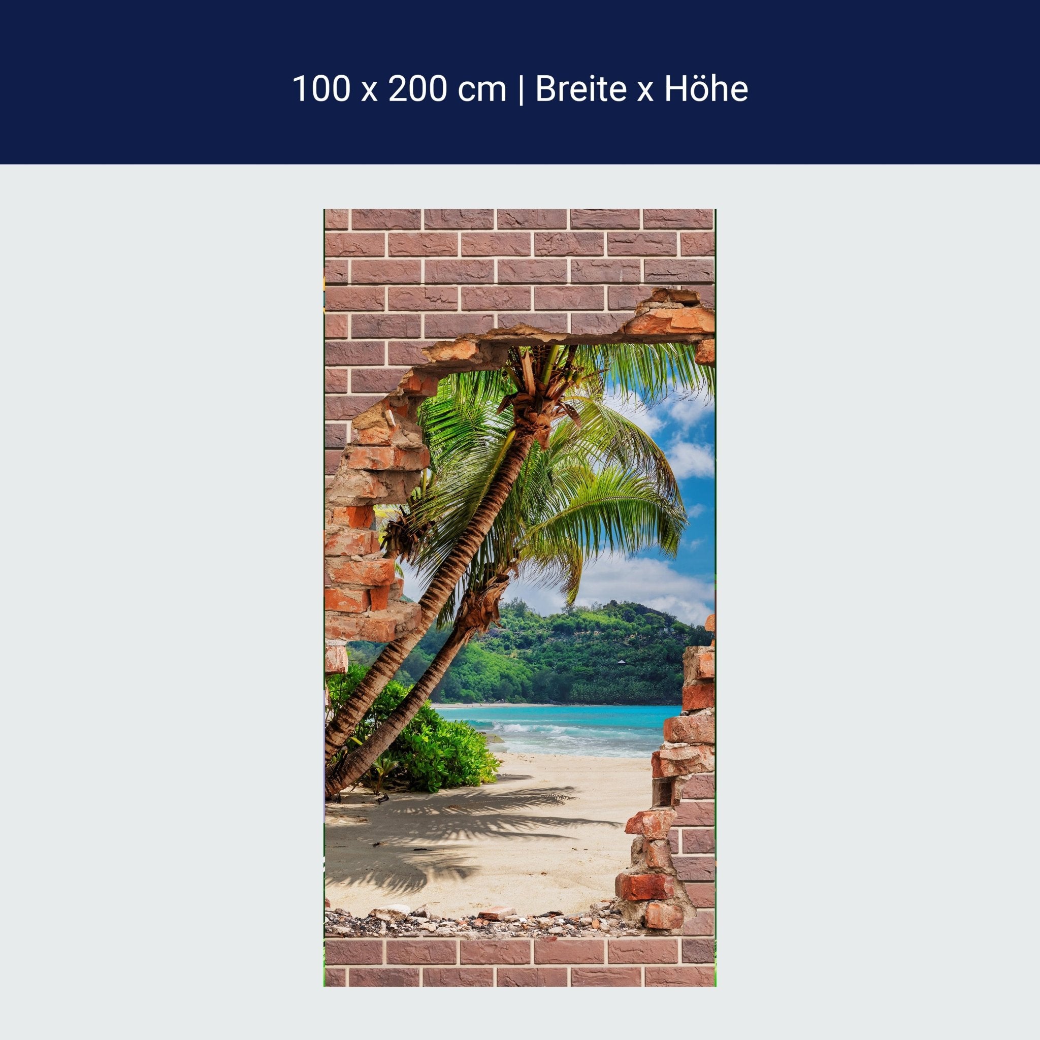 Türtapete 3D Backstein, Palmen, Insel, Strand M1274 Türtapete 3D Backstein, Palmen, Insel, Strand M1274