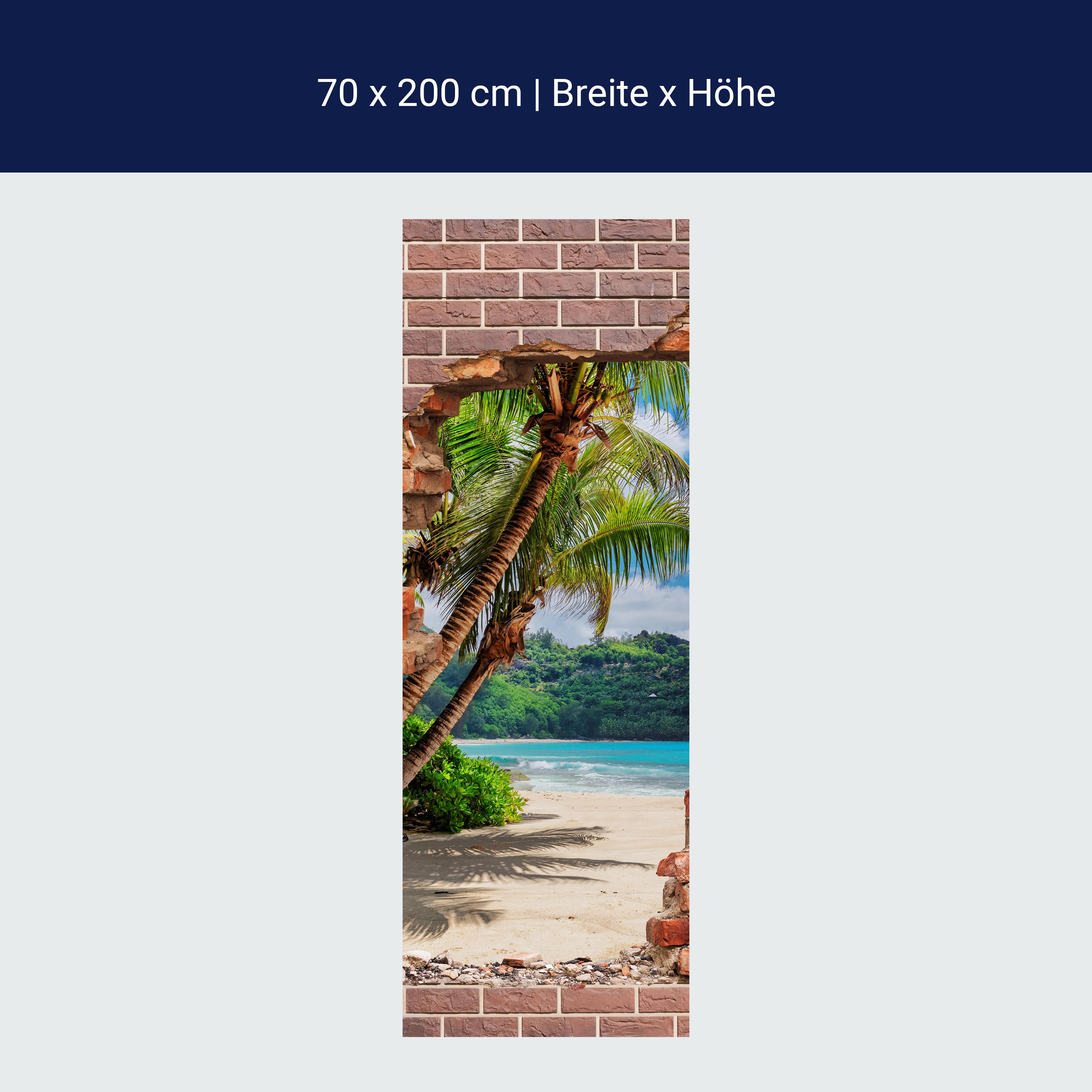 Türtapete 3D Backstein, Palmen, Insel, Strand M1274 Türtapete 3D Backstein, Palmen, Insel, Strand M1274
