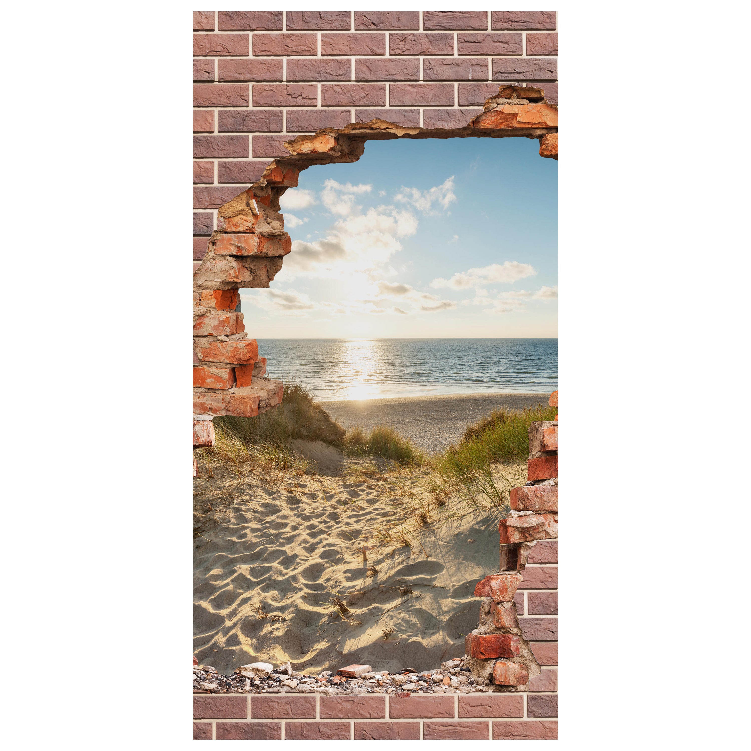 Türtapete 3D Backstein, Weg, Strand, Düne, Meer M1275 - Bild 2 Türtapete 3D Backstein, Weg, Strand, Düne, Meer M1275 - Bild 2