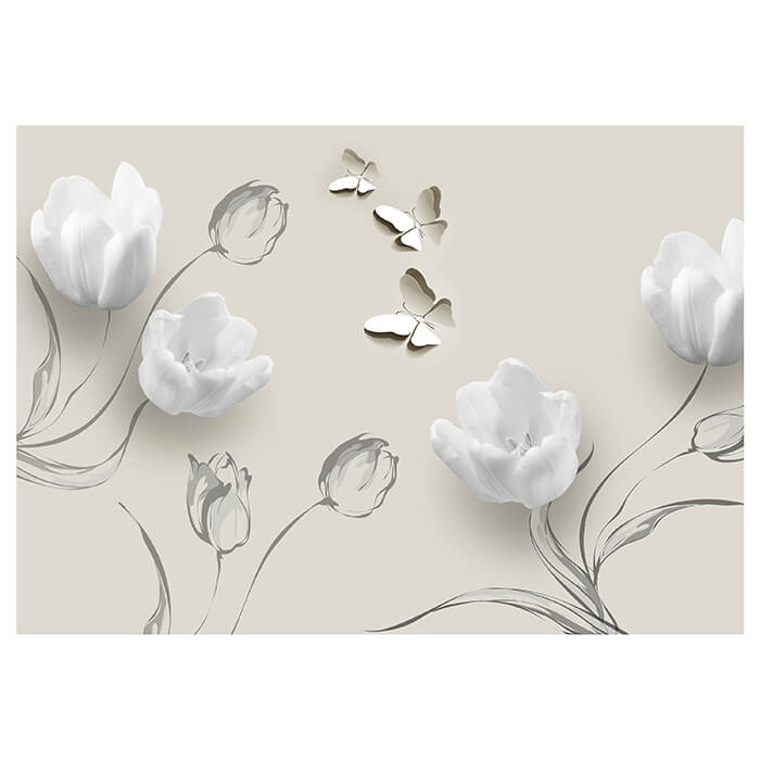 Fototapete Weisse Tulpen Ornamente M1279 - Bild 2 Fototapete Weisse Tulpen Ornamente M1279 - Bild 2