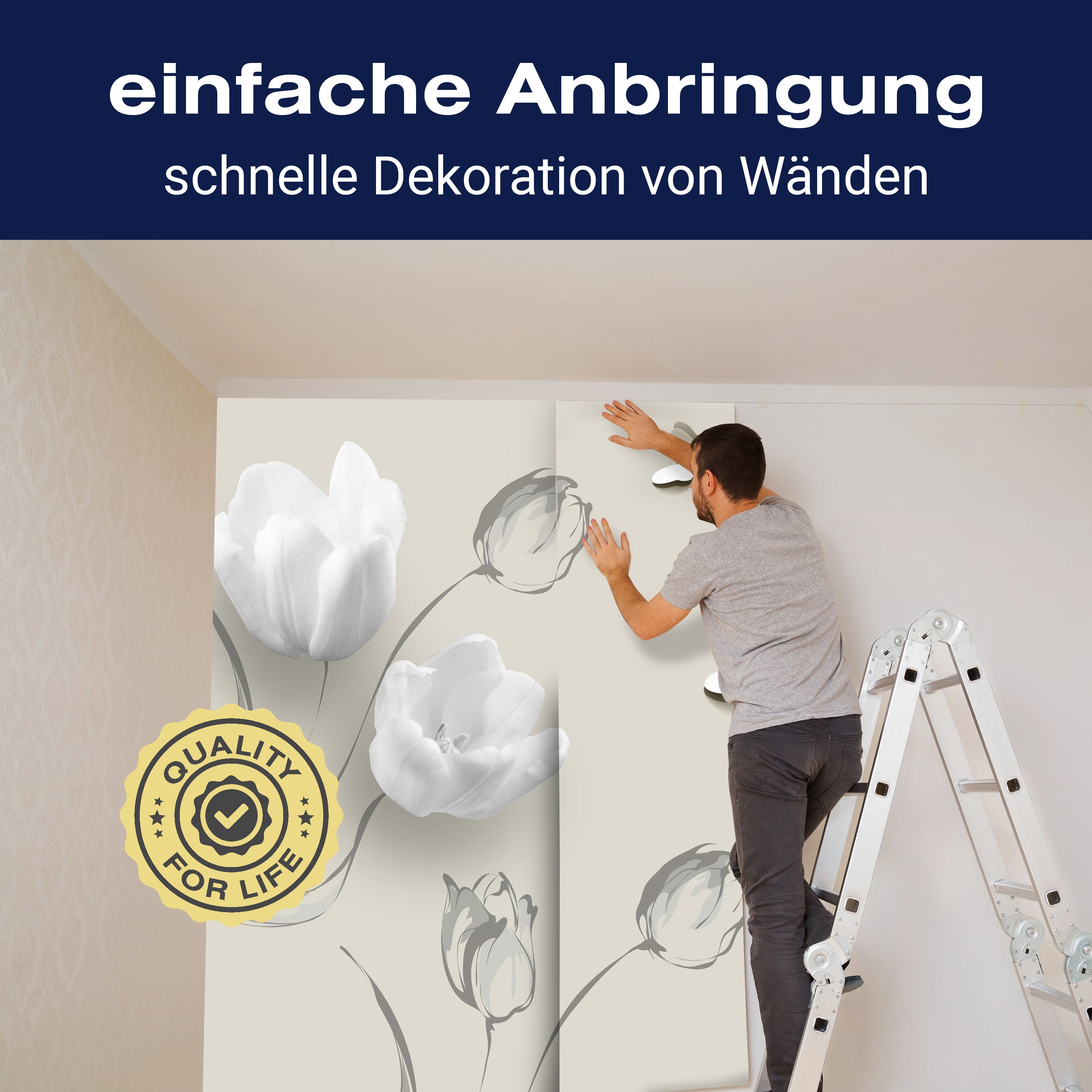 Fototapete Weisse Tulpen Ornamente M1279 - Bild 3 Fototapete Weisse Tulpen Ornamente M1279 - Bild 3