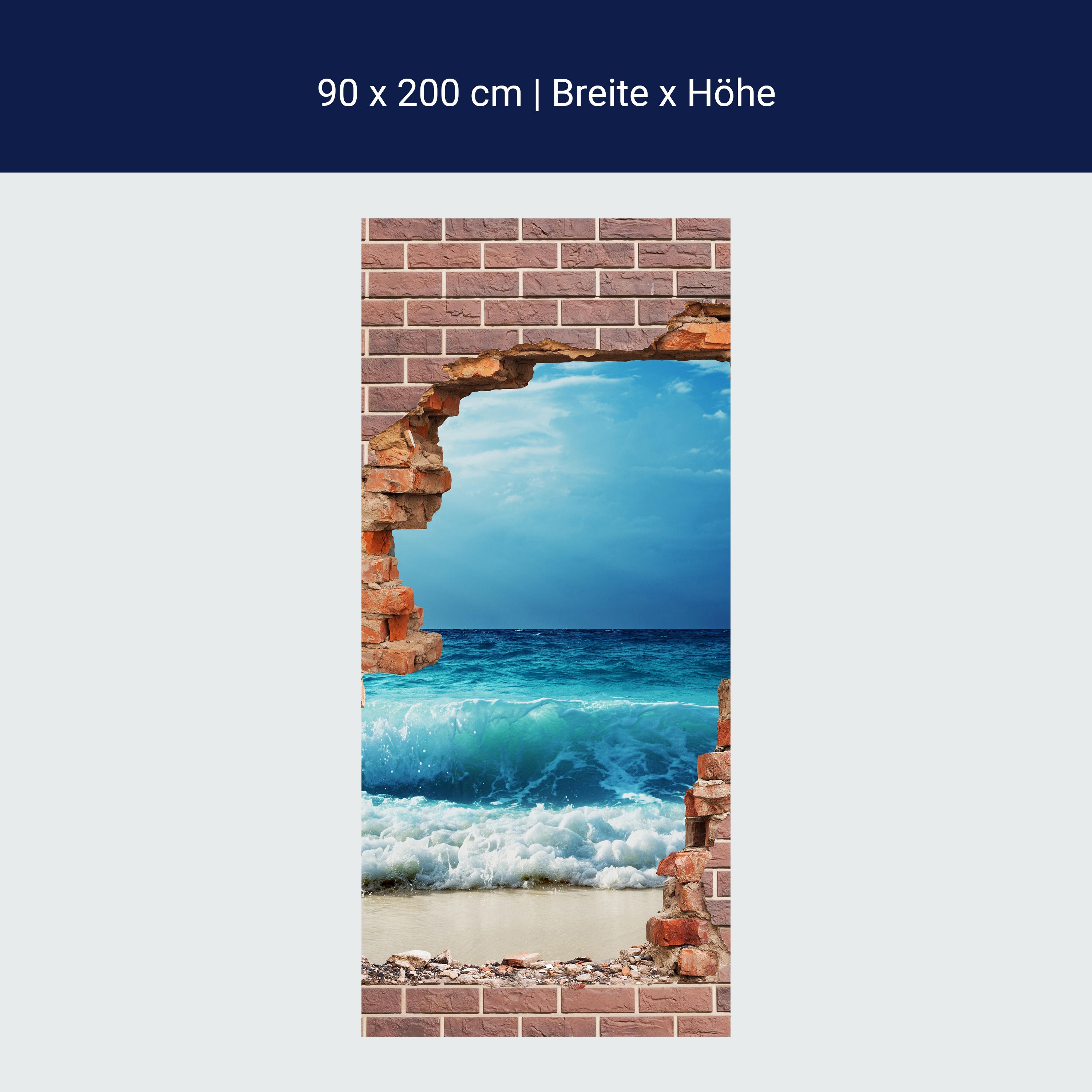 Türtapete 3D Ziegelwand, Meer, Wellen, Strand M1282 Türtapete 3D Ziegelwand, Meer, Wellen, Strand M1282