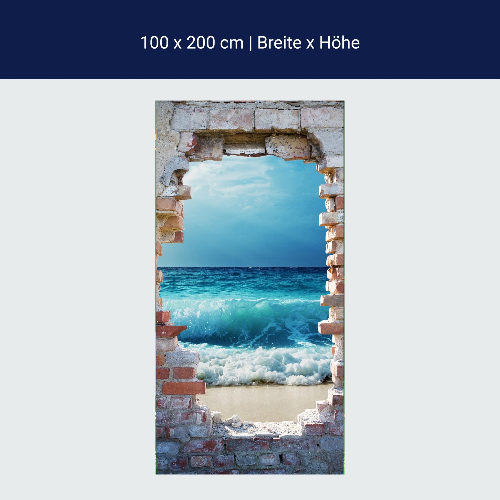 Türtapete 3D Backsteine, Meer, Wellen, Strand M1283 Türtapete 3D Backsteine, Meer, Wellen, Strand M1283