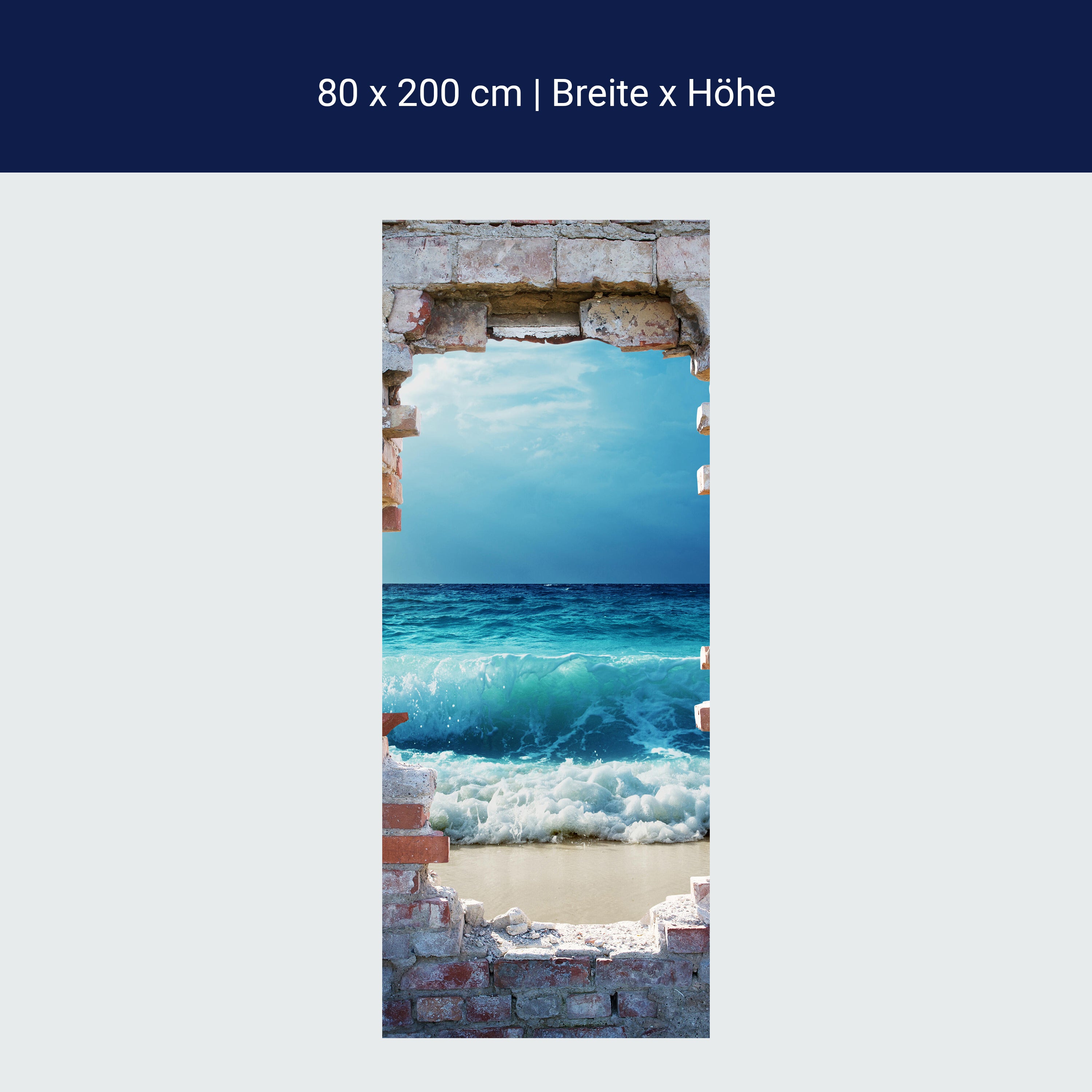 Türtapete 3D Backsteine, Meer, Wellen, Strand M1283 Türtapete 3D Backsteine, Meer, Wellen, Strand M1283