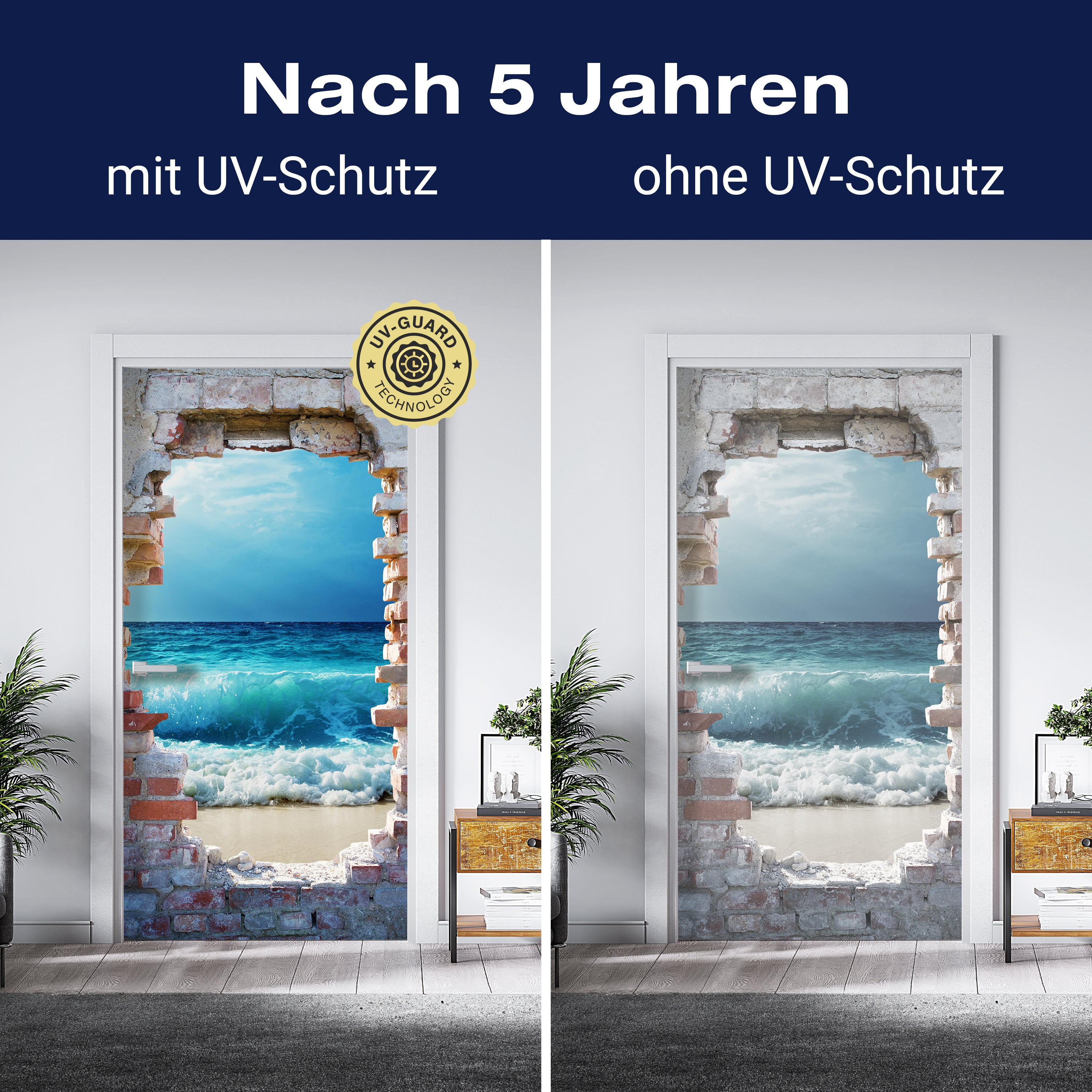 Türtapete 3D Backsteine, Meer, Wellen, Strand M1283 - Bild 4 Türtapete 3D Backsteine, Meer, Wellen, Strand M1283 - Bild 4