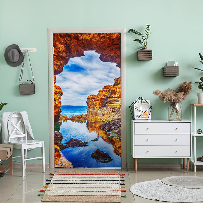 Türtapete Blick aus Höhle, Meer, Bucht, Sonne M1285 - Bild 1 Türtapete Blick aus Höhle, Meer, Bucht, Sonne M1285 - Bild 1