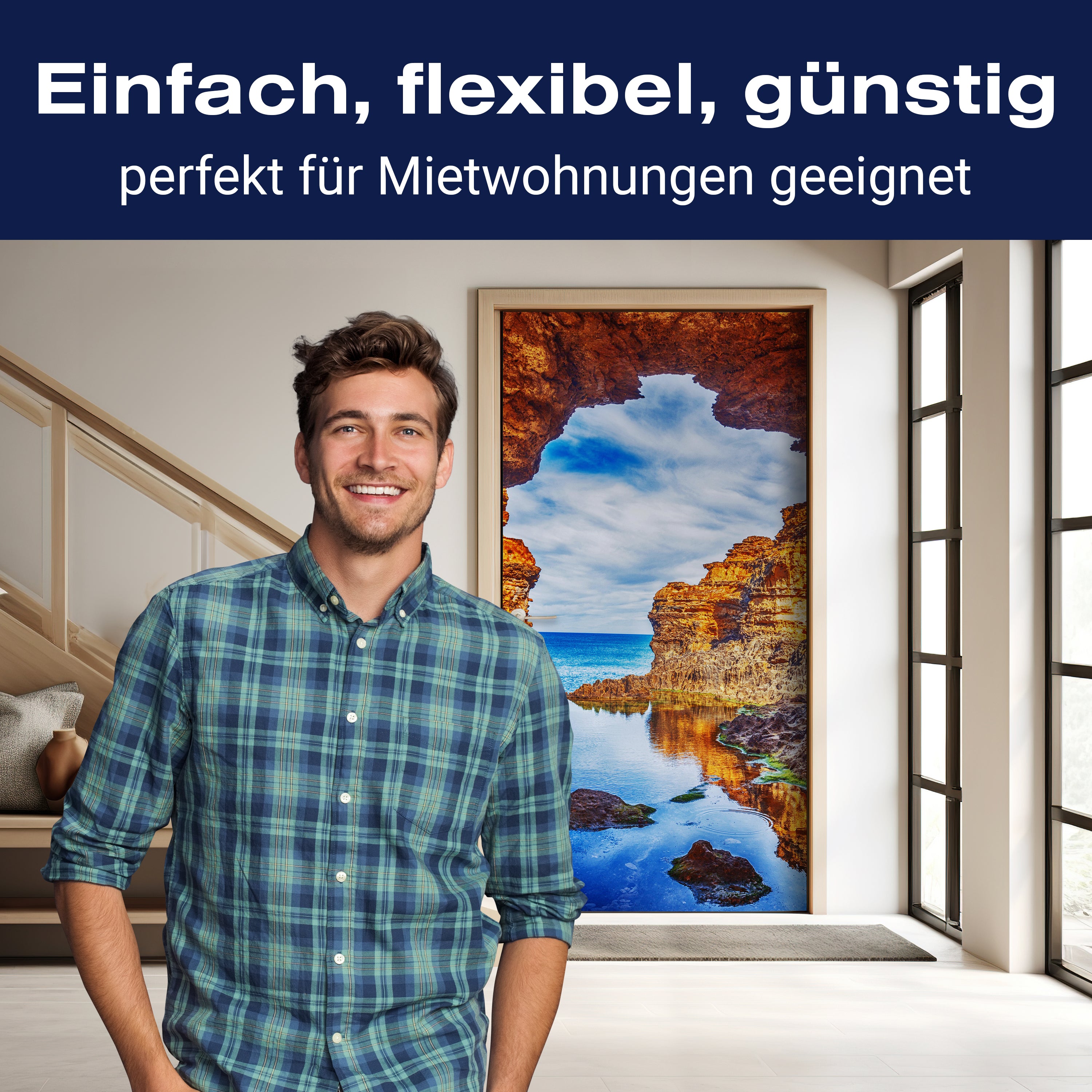 Türtapete Blick aus Höhle, Meer, Bucht, Sonne M1285 - Bild 3 Türtapete Blick aus Höhle, Meer, Bucht, Sonne M1285 - Bild 3