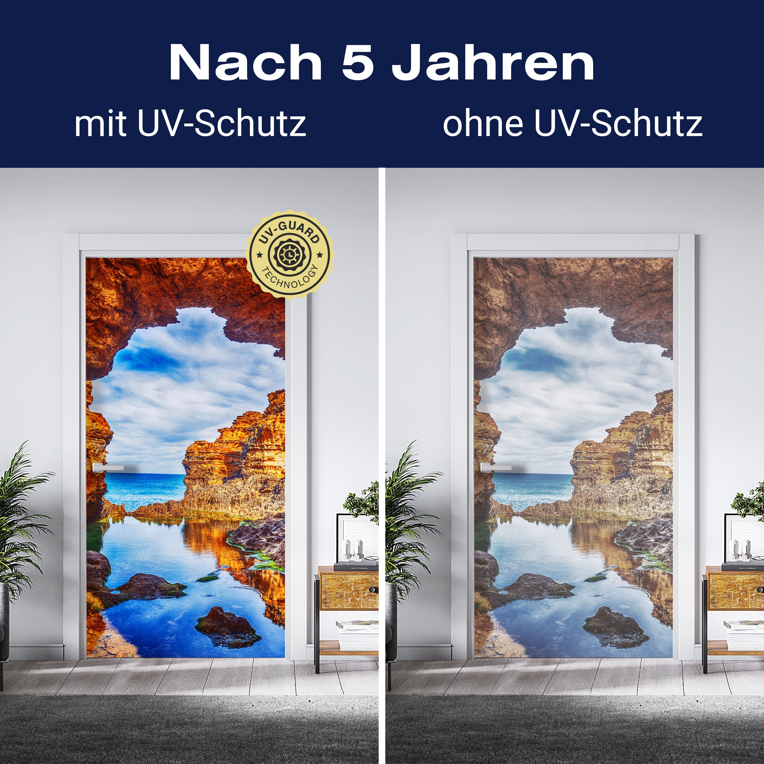 Türtapete Blick aus Höhle, Meer, Bucht, Sonne M1285 - Bild 4 Türtapete Blick aus Höhle, Meer, Bucht, Sonne M1285 - Bild 4