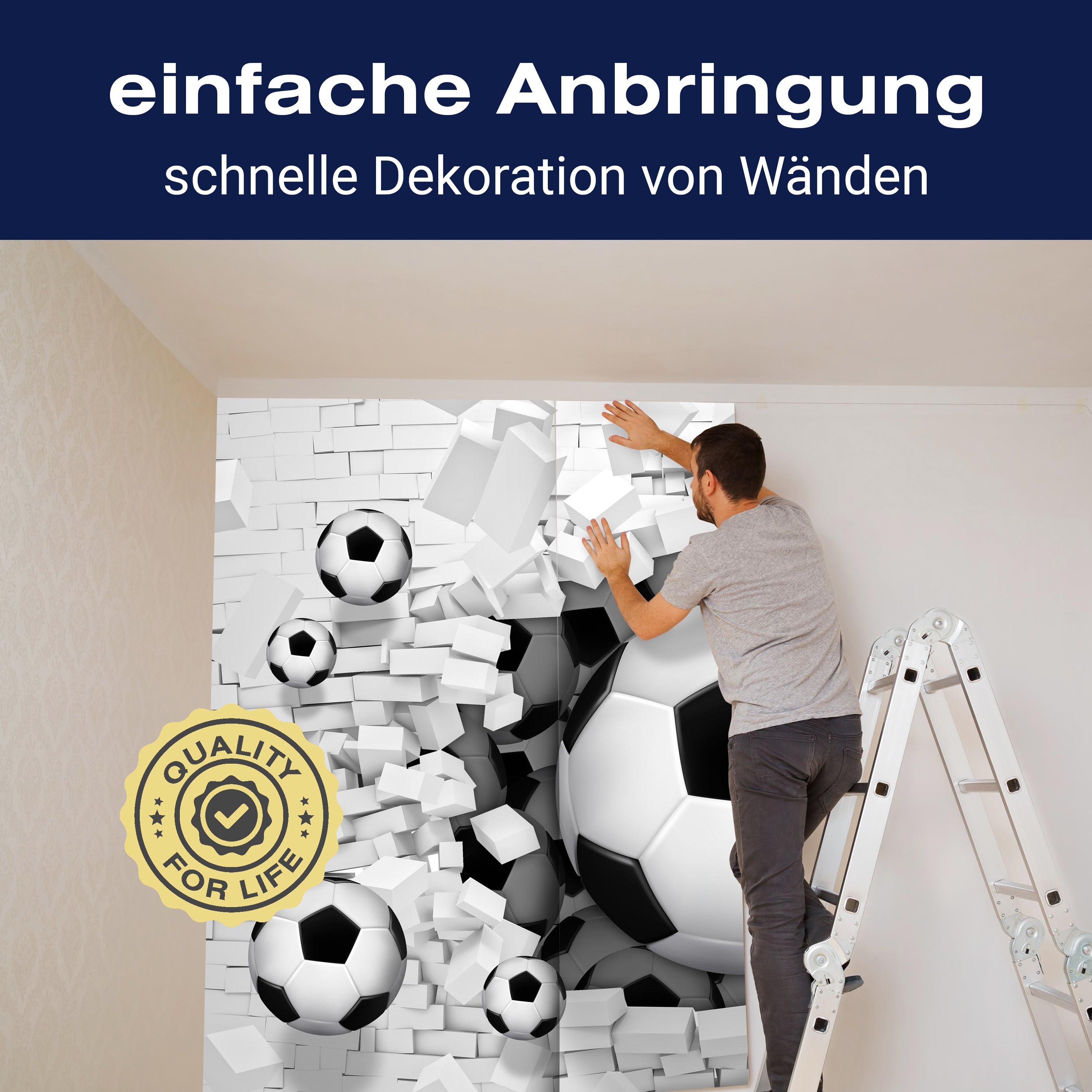 Fototapete Fussball Wanddurchbruch 3D M1287 - Bild 3 Fototapete Fussball Wanddurchbruch 3D M1287 - Bild 3
