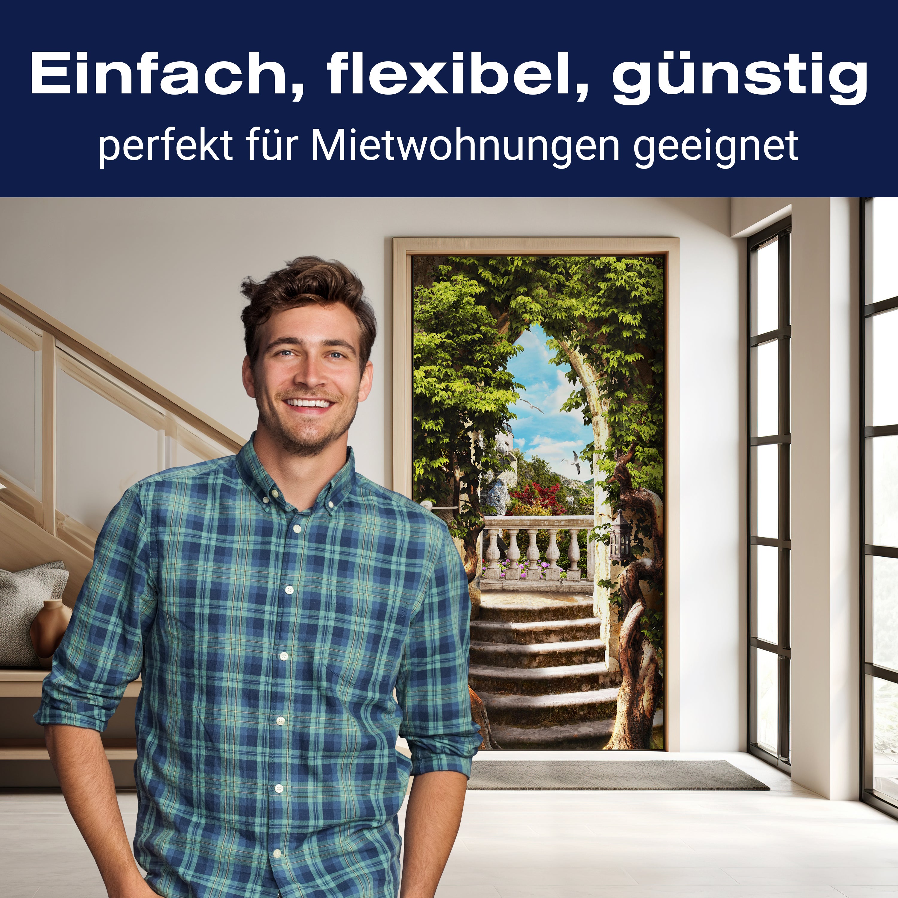 Türtapete Blick durch Tor, Efeu, Pflanzen, Vögel M1289 - Bild 3 Türtapete Blick durch Tor, Efeu, Pflanzen, Vögel M1289 - Bild 3