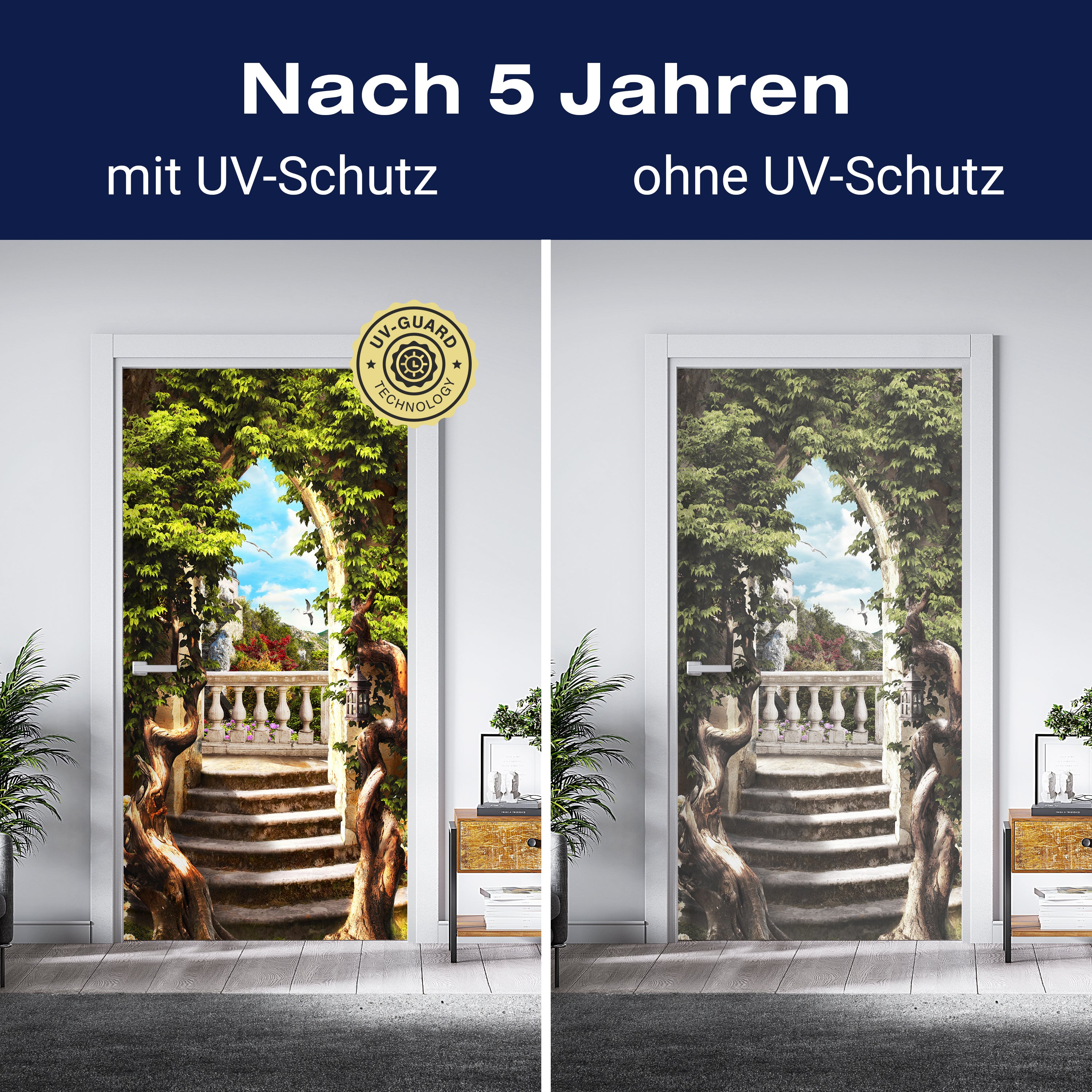 Türtapete Blick durch Tor, Efeu, Pflanzen, Vögel M1289 - Bild 4 Türtapete Blick durch Tor, Efeu, Pflanzen, Vögel M1289 - Bild 4