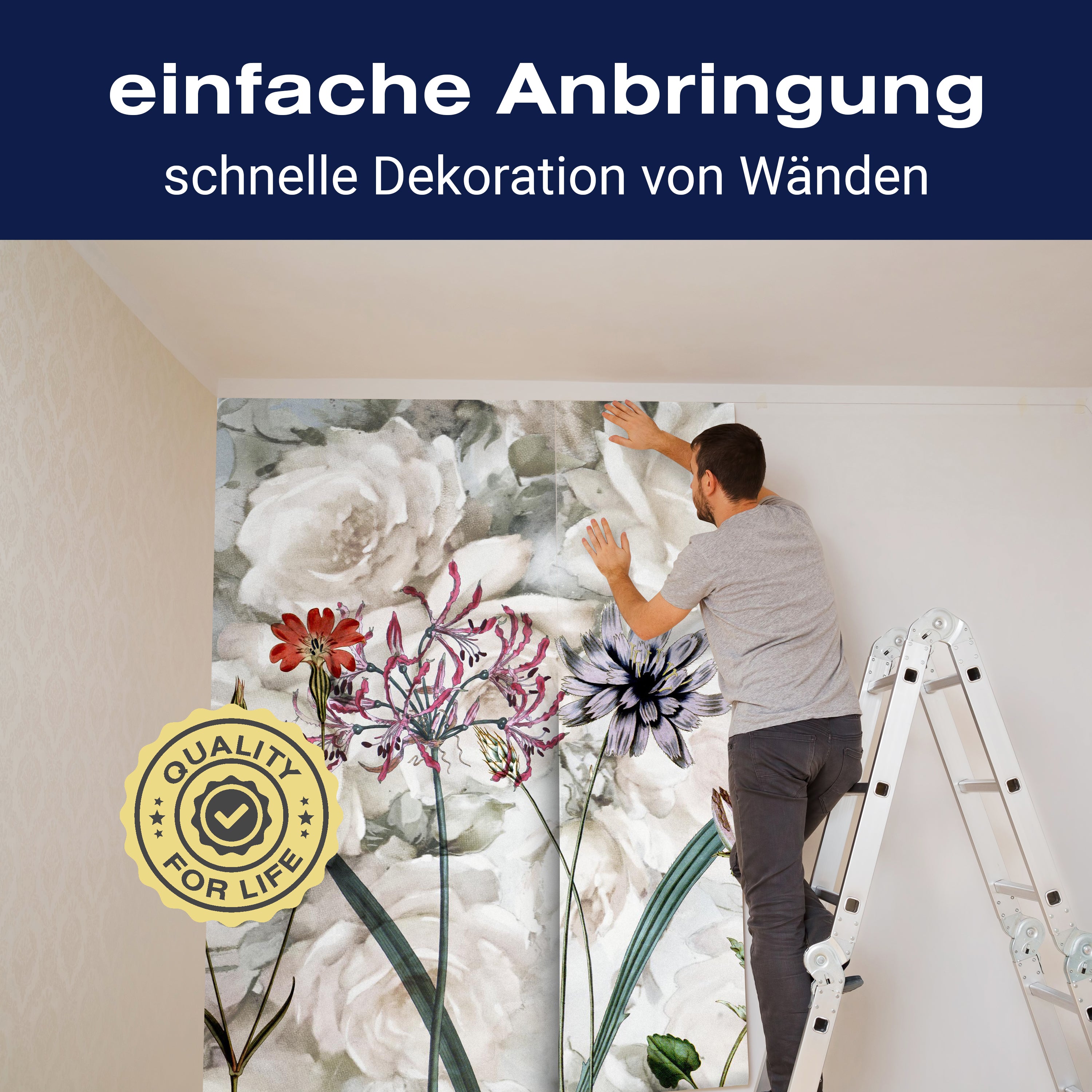 Fototapete Blumen Vintage Gemälde M1292 - Bild 3 Fototapete Blumen Vintage Gemälde M1292 - Bild 3