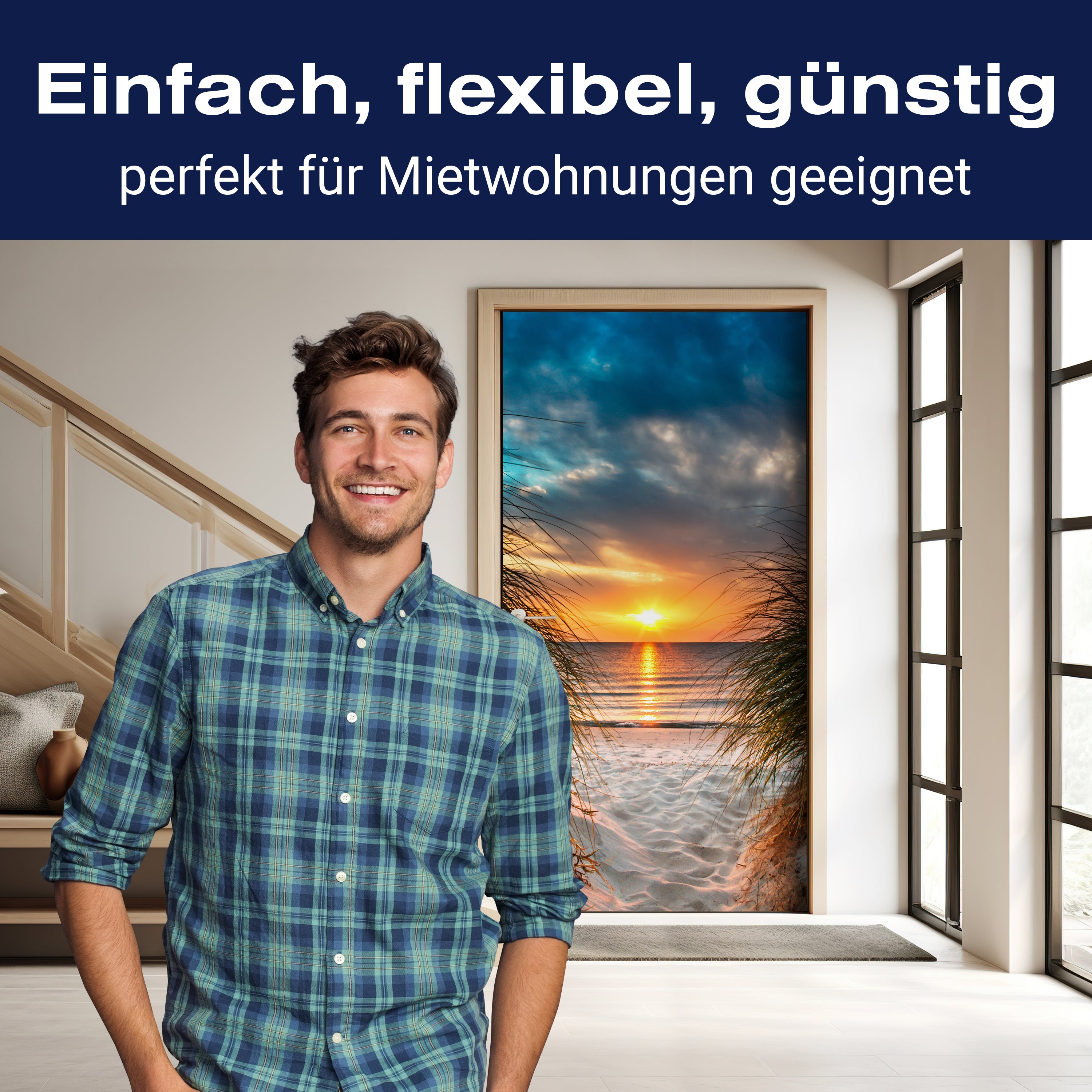 Türtapete Blick durch Düne, Meer, Sonnenuntergang M1293 - Bild 3 Türtapete Blick durch Düne, Meer, Sonnenuntergang M1293 - Bild 3