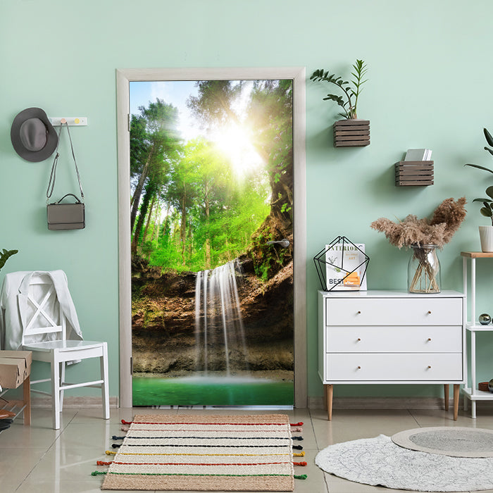 Türtapete Wasserfall im Wald, Sonne, Wasser, Natur M1294 - Bild 1 Türtapete Wasserfall im Wald, Sonne, Wasser, Natur M1294 - Bild 1