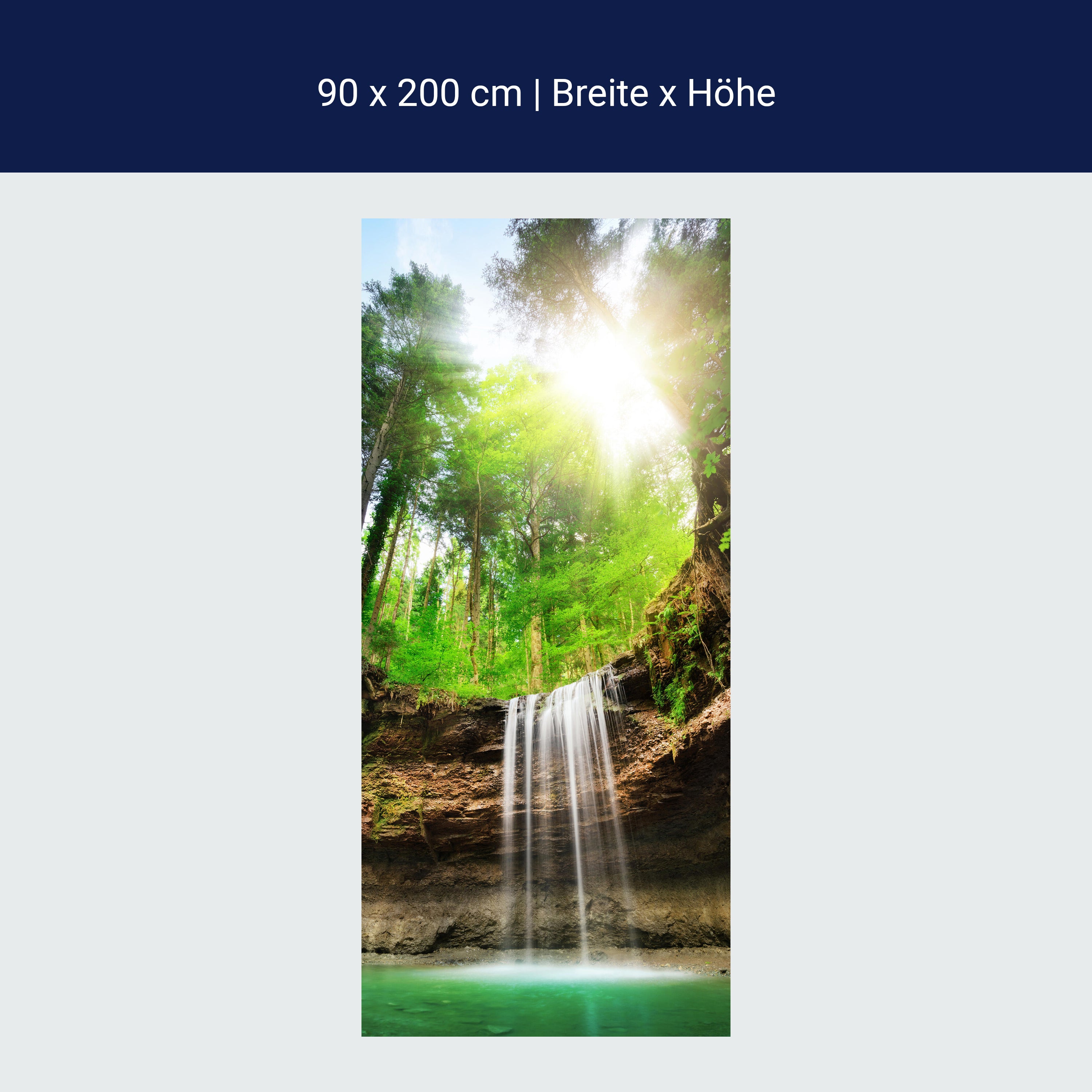 Türtapete Wasserfall im Wald, Sonne, Wasser, Natur M1294 Türtapete Wasserfall im Wald, Sonne, Wasser, Natur M1294