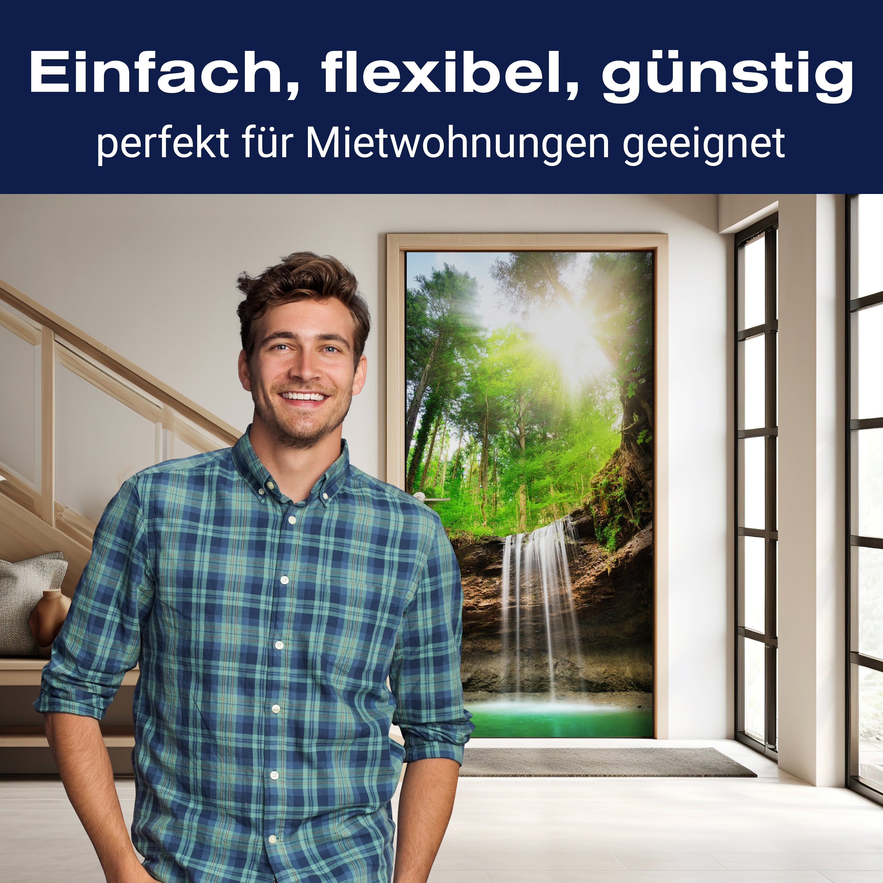 Türtapete Wasserfall im Wald, Sonne, Wasser, Natur M1294 - Bild 3 Türtapete Wasserfall im Wald, Sonne, Wasser, Natur M1294 - Bild 3