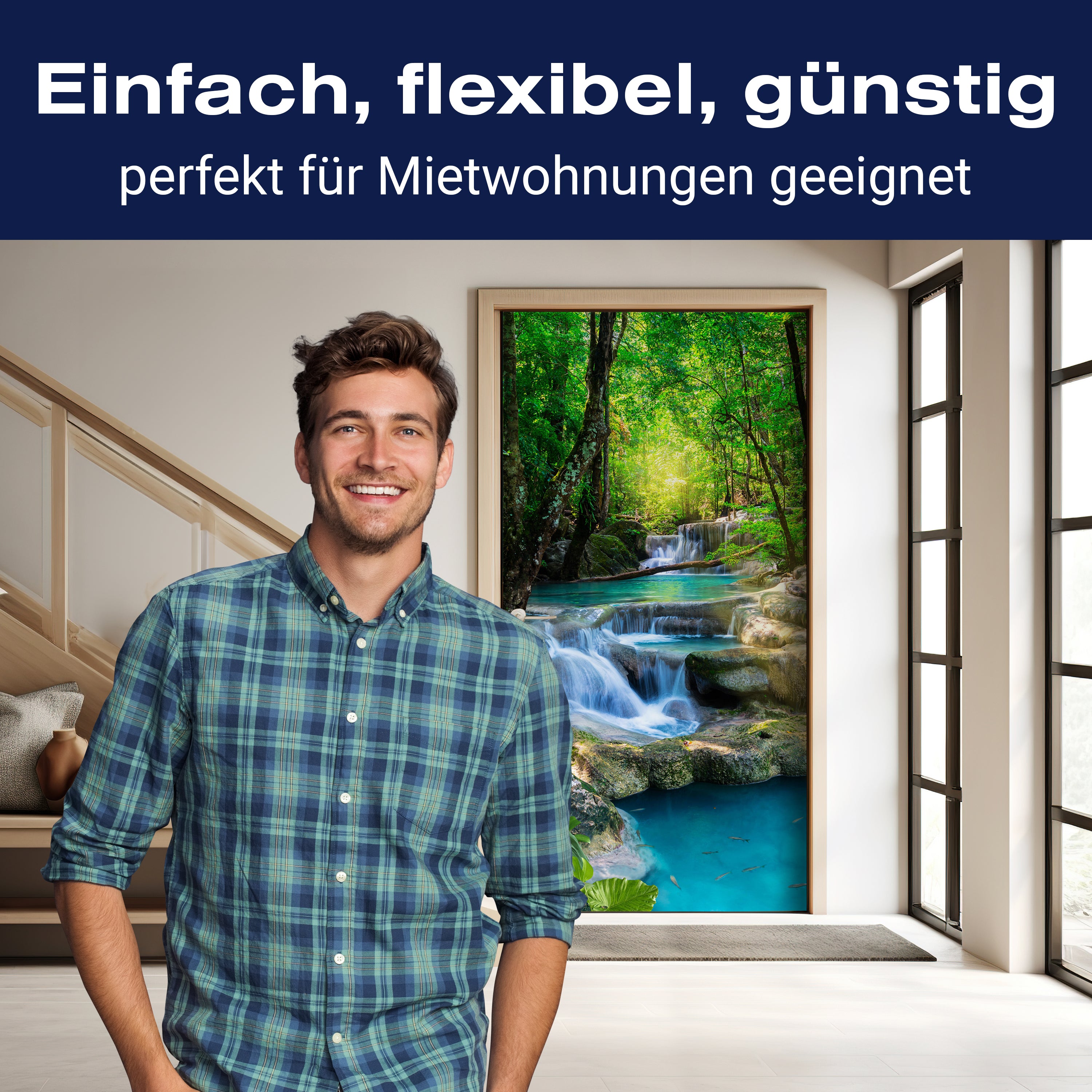 Türtapete Wasser Treppen im Wald, Natur, Bäume M1295 - Bild 3 Türtapete Wasser Treppen im Wald, Natur, Bäume M1295 - Bild 3