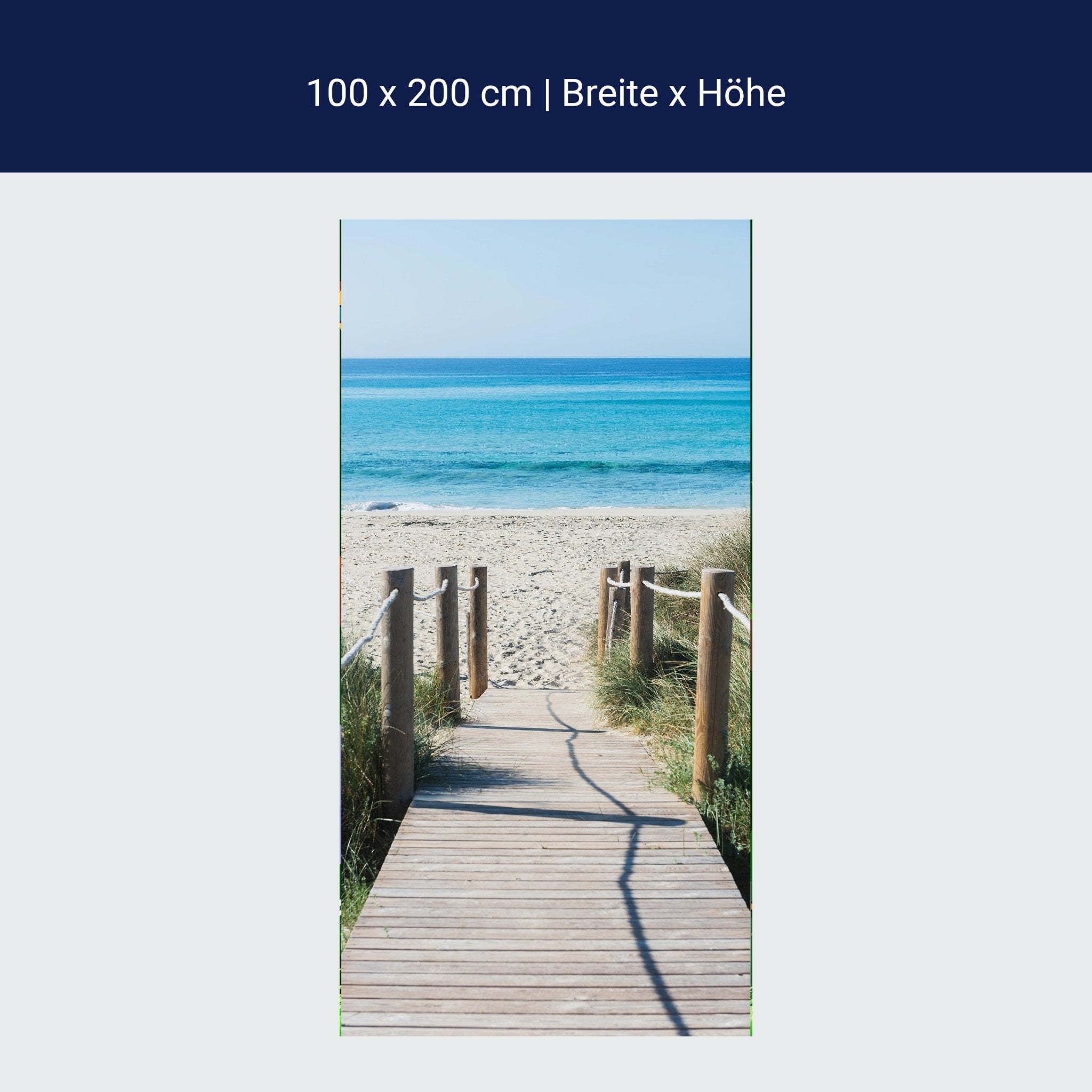 Türtapete Holzweg zum Strand, Meer, Holz, Seil M1298 Türtapete Holzweg zum Strand, Meer, Holz, Seil M1298