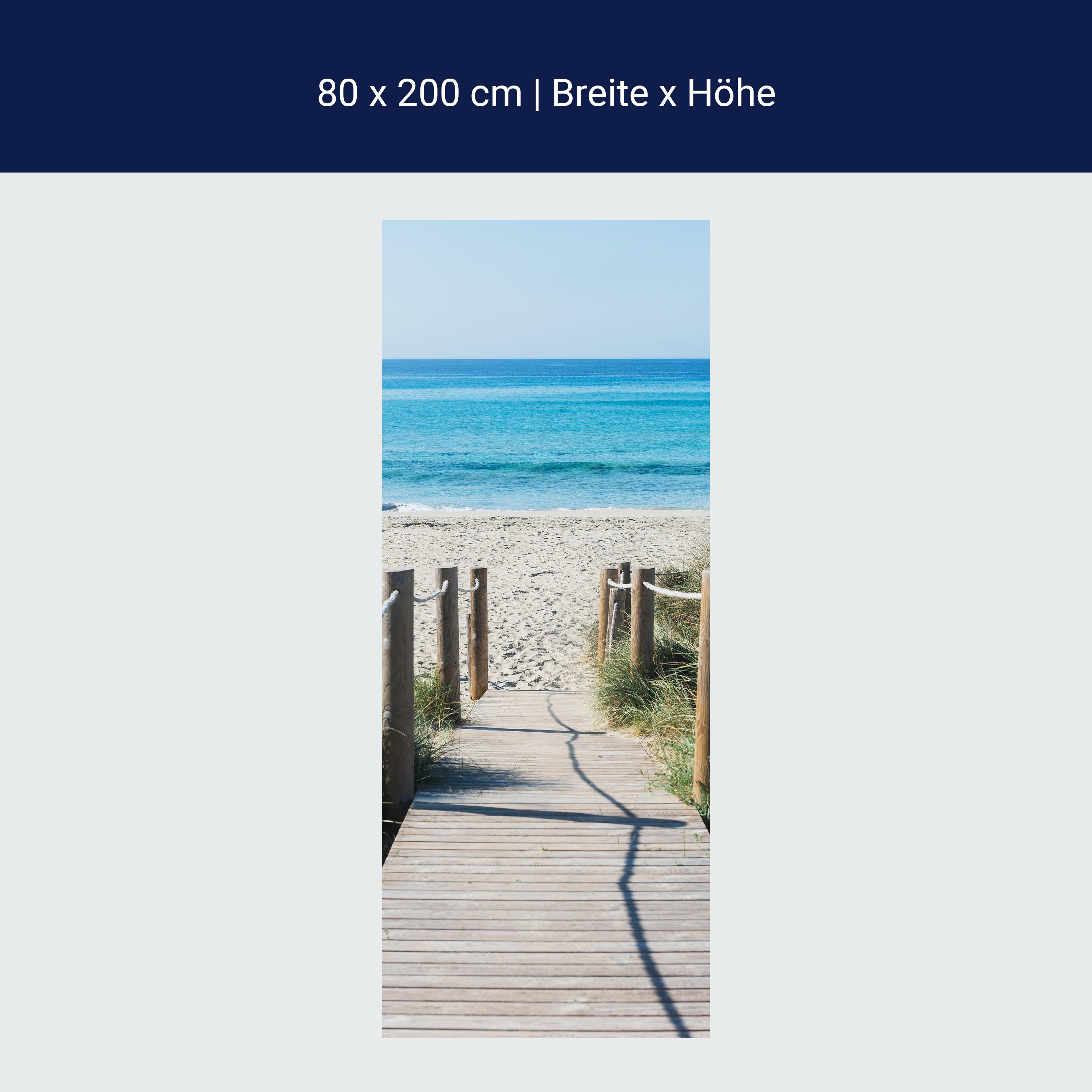 Türtapete Holzweg zum Strand, Meer, Holz, Seil M1298 Türtapete Holzweg zum Strand, Meer, Holz, Seil M1298