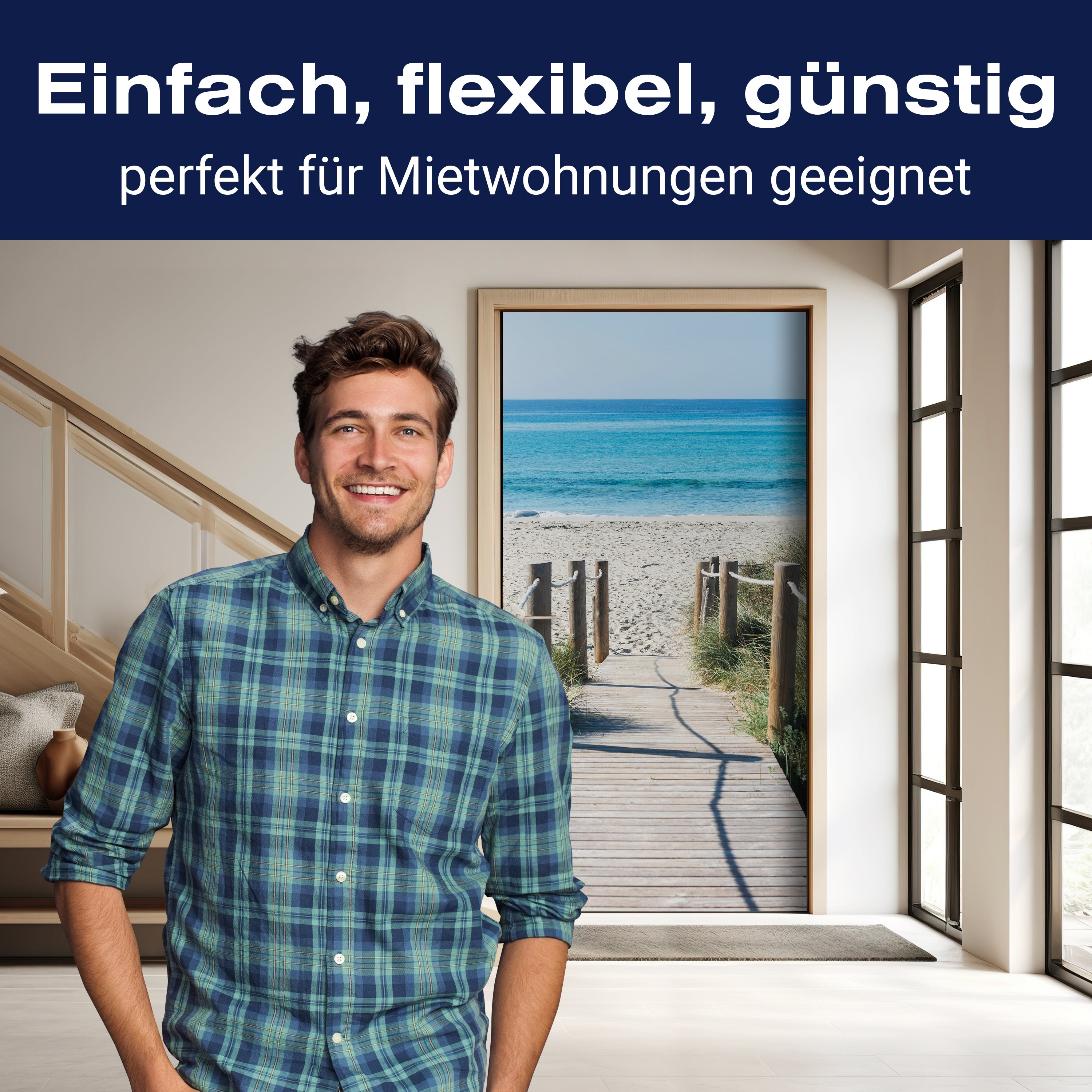 Türtapete Holzweg zum Strand, Meer, Holz, Seil M1298 - Bild 3 Türtapete Holzweg zum Strand, Meer, Holz, Seil M1298 - Bild 3