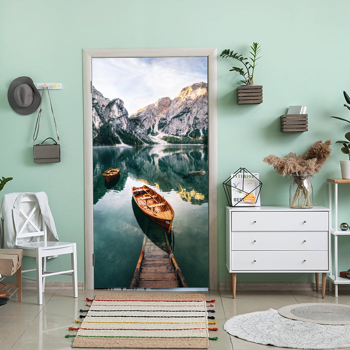Türtapete Boote auf Bergsee, Gebirge, Wasser, Boot M1300 - Bild 1 Türtapete Boote auf Bergsee, Gebirge, Wasser, Boot M1300 - Bild 1