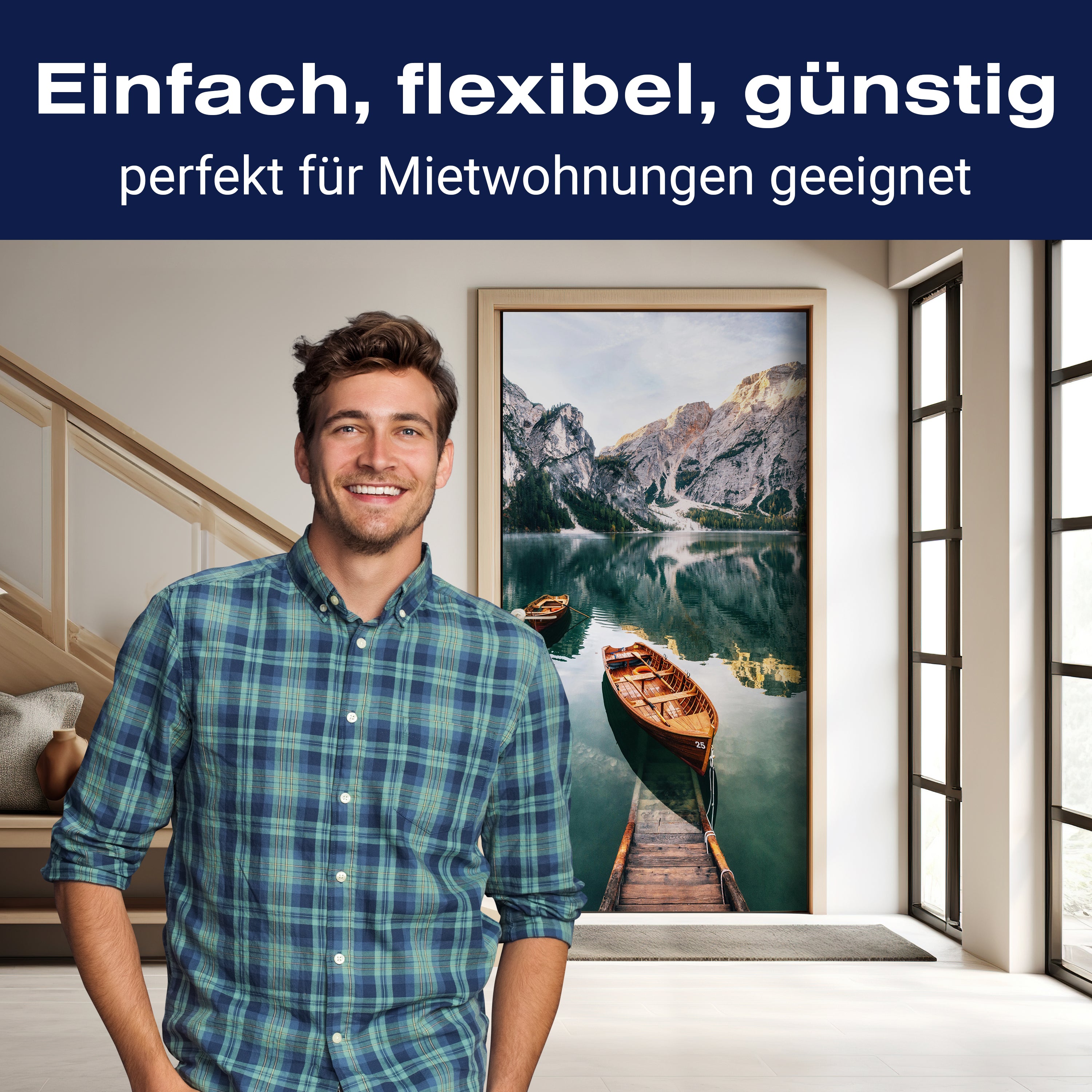 Türtapete Boote auf Bergsee, Gebirge, Wasser, Boot M1300 - Bild 3 Türtapete Boote auf Bergsee, Gebirge, Wasser, Boot M1300 - Bild 3