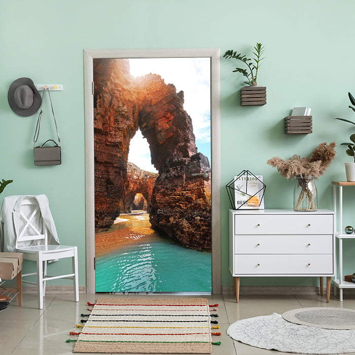 Türtapete Felsen an der Küste, Meer, Sonne, Strand M1302 - Bild 1 Türtapete Felsen an der Küste, Meer, Sonne, Strand M1302 - Bild 1