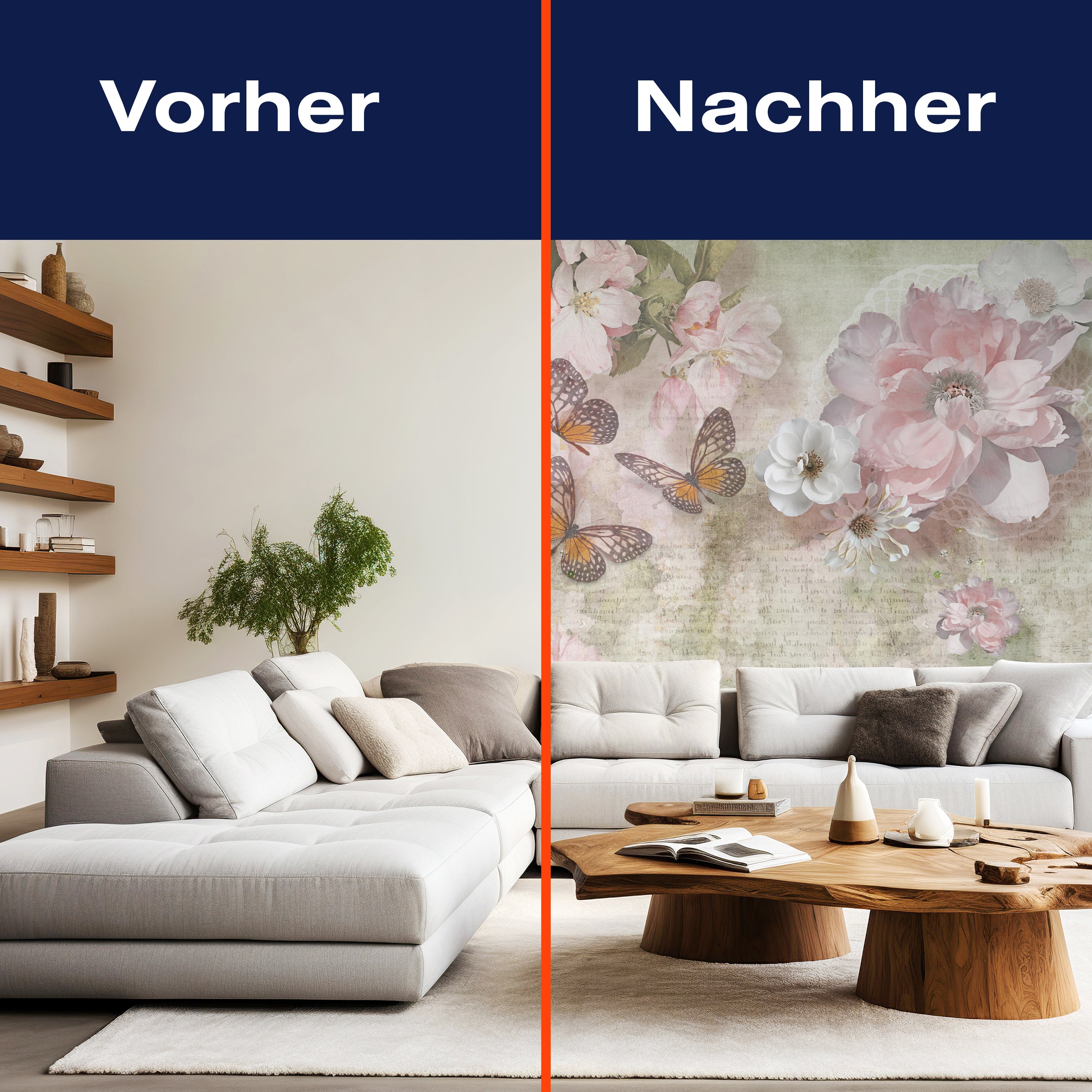 Fototapete Blumen Schmetterlinge Retro M1303 - Bild 9 Fototapete Blumen Schmetterlinge Retro M1303 - Bild 9