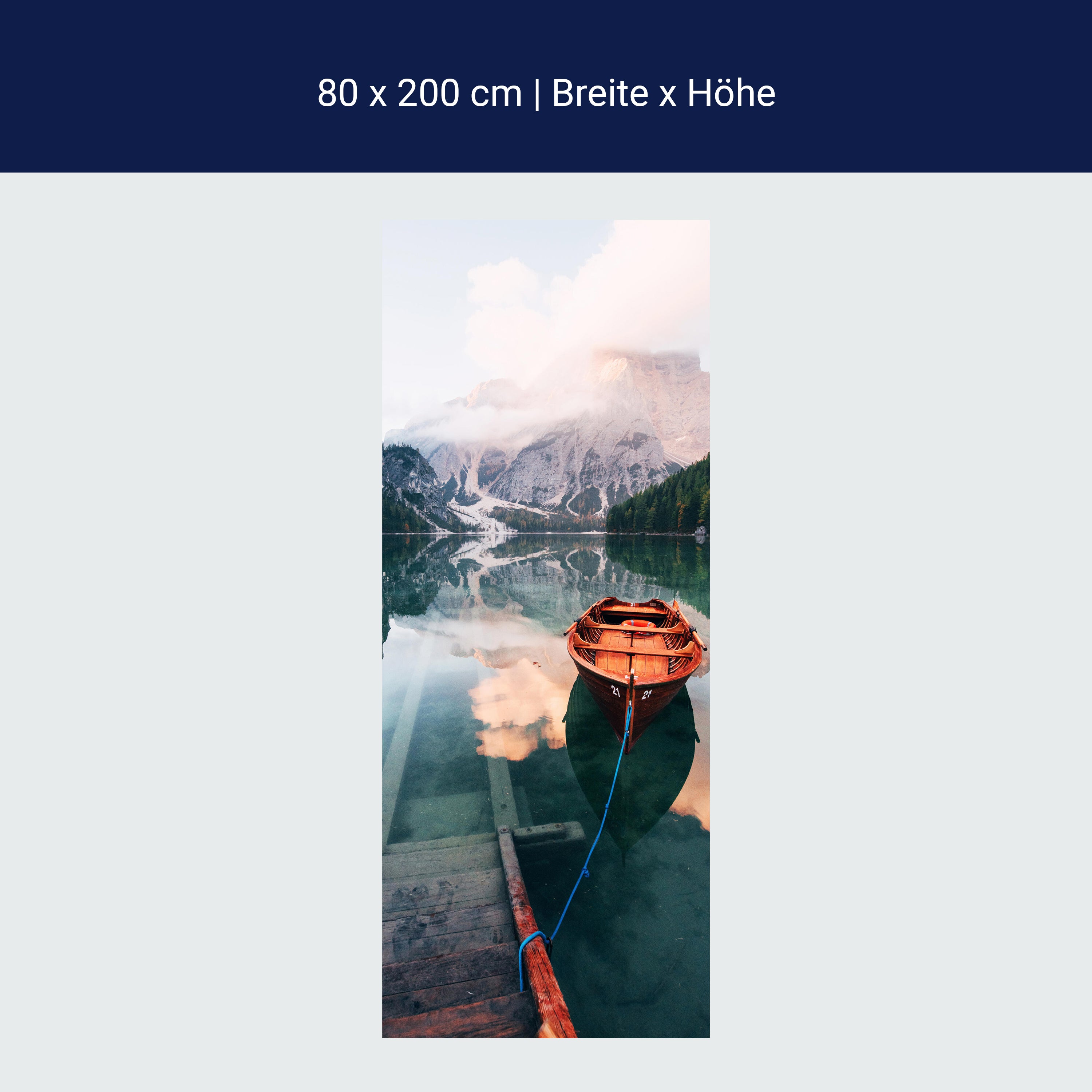 Türtapete Boot auf See, Berge, Treppe, Gebirge M1304 Türtapete Boot auf See, Berge, Treppe, Gebirge M1304