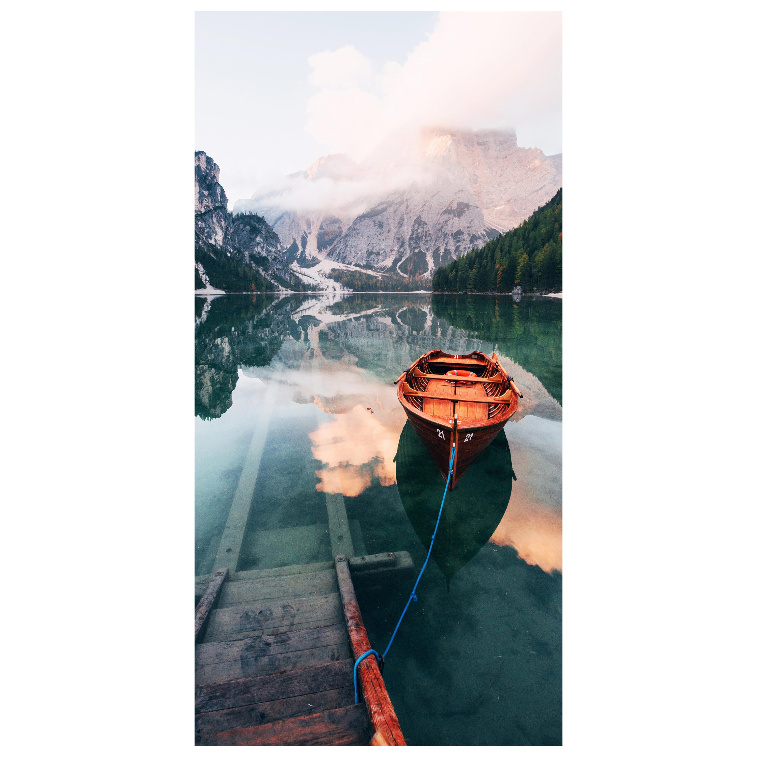 Türtapete Boot auf See, Berge, Treppe, Gebirge M1304 - Bild 2 Türtapete Boot auf See, Berge, Treppe, Gebirge M1304 - Bild 2