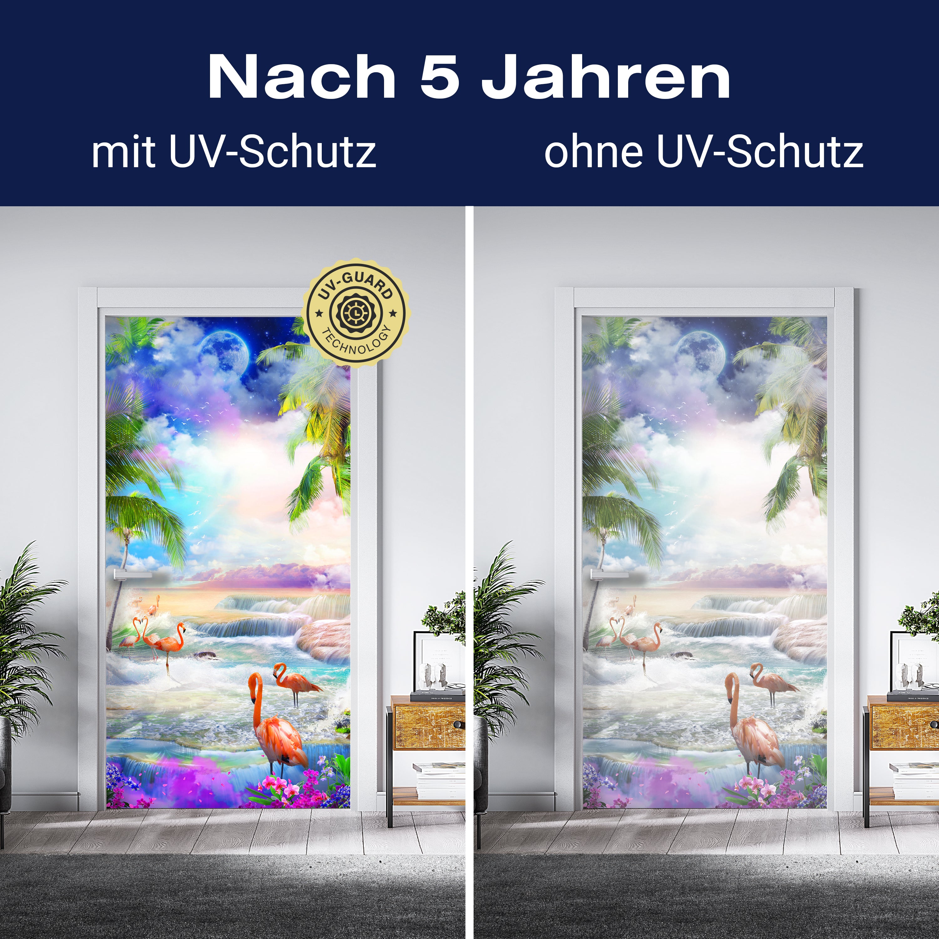 Türtapete Flamingos am Meer, Lila Wolken, Mond M1310 - Bild 4 Türtapete Flamingos am Meer, Lila Wolken, Mond M1310 - Bild 4