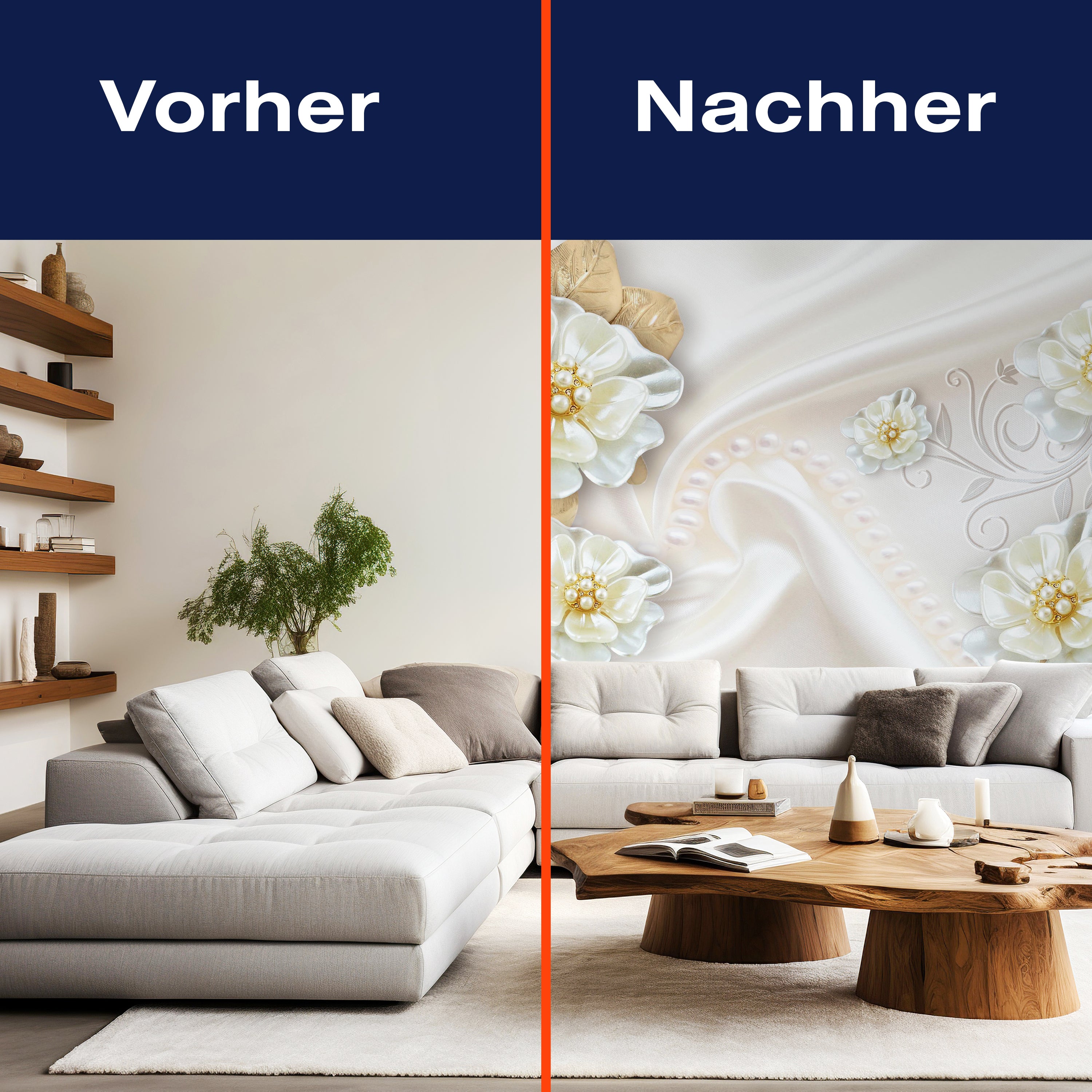 Fototapete Blumen Gold Schmuck M1311 - Bild 9 Fototapete Blumen Gold Schmuck M1311 - Bild 9