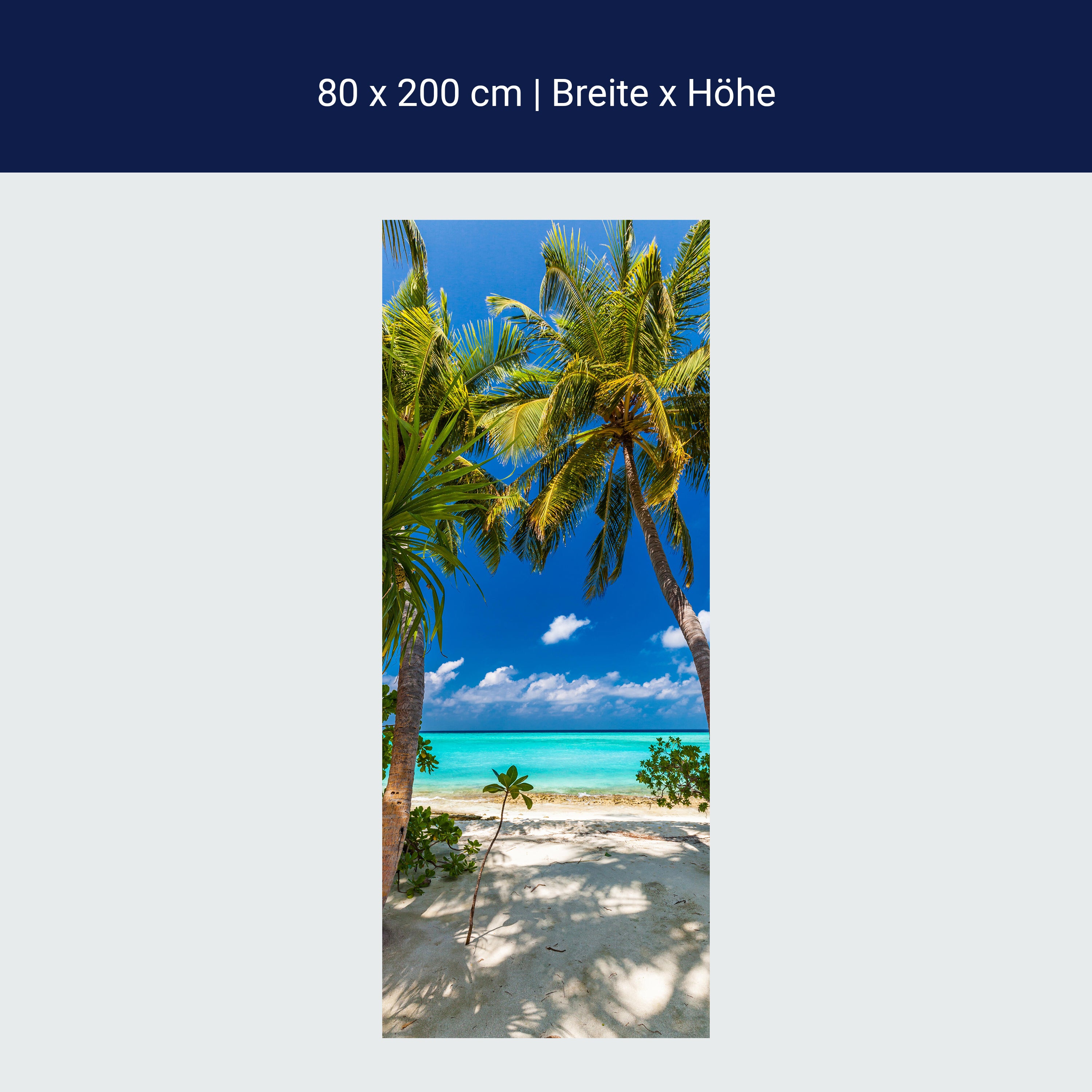 Türtapete Blick aufs Meer, Palmen, Paradies, Sand M1311 Türtapete Blick aufs Meer, Palmen, Paradies, Sand M1311