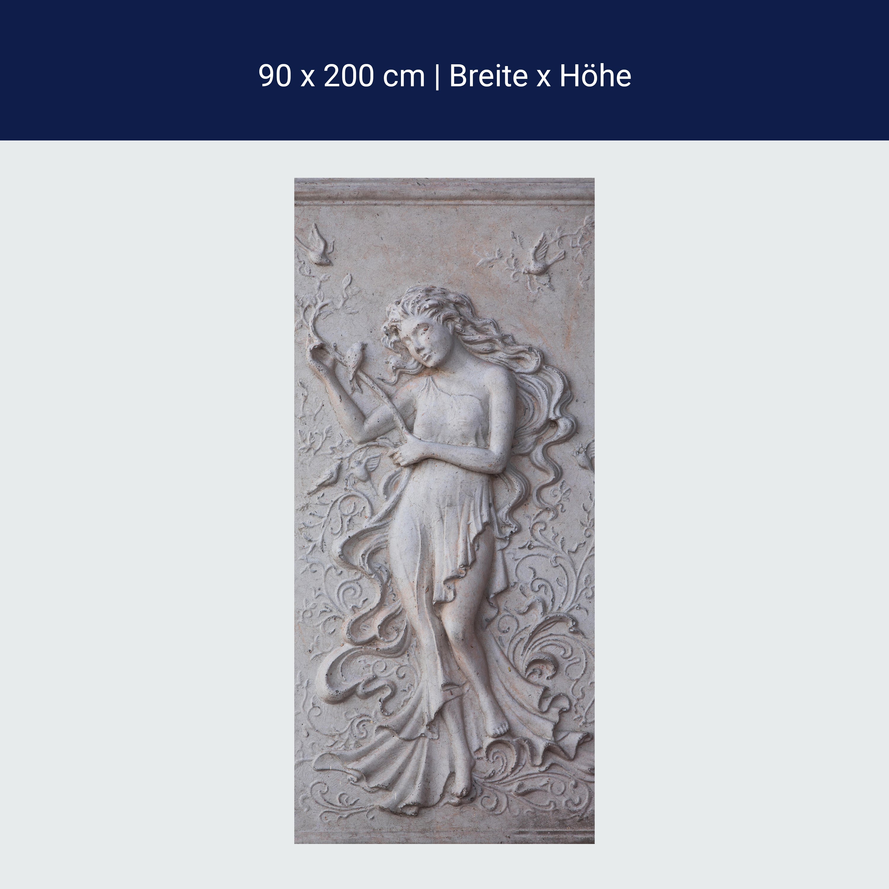 Türtapete Frau & Vögel Figur, Wandbild, Stein M1318 Türtapete Frau & Vögel Figur, Wandbild, Stein M1318