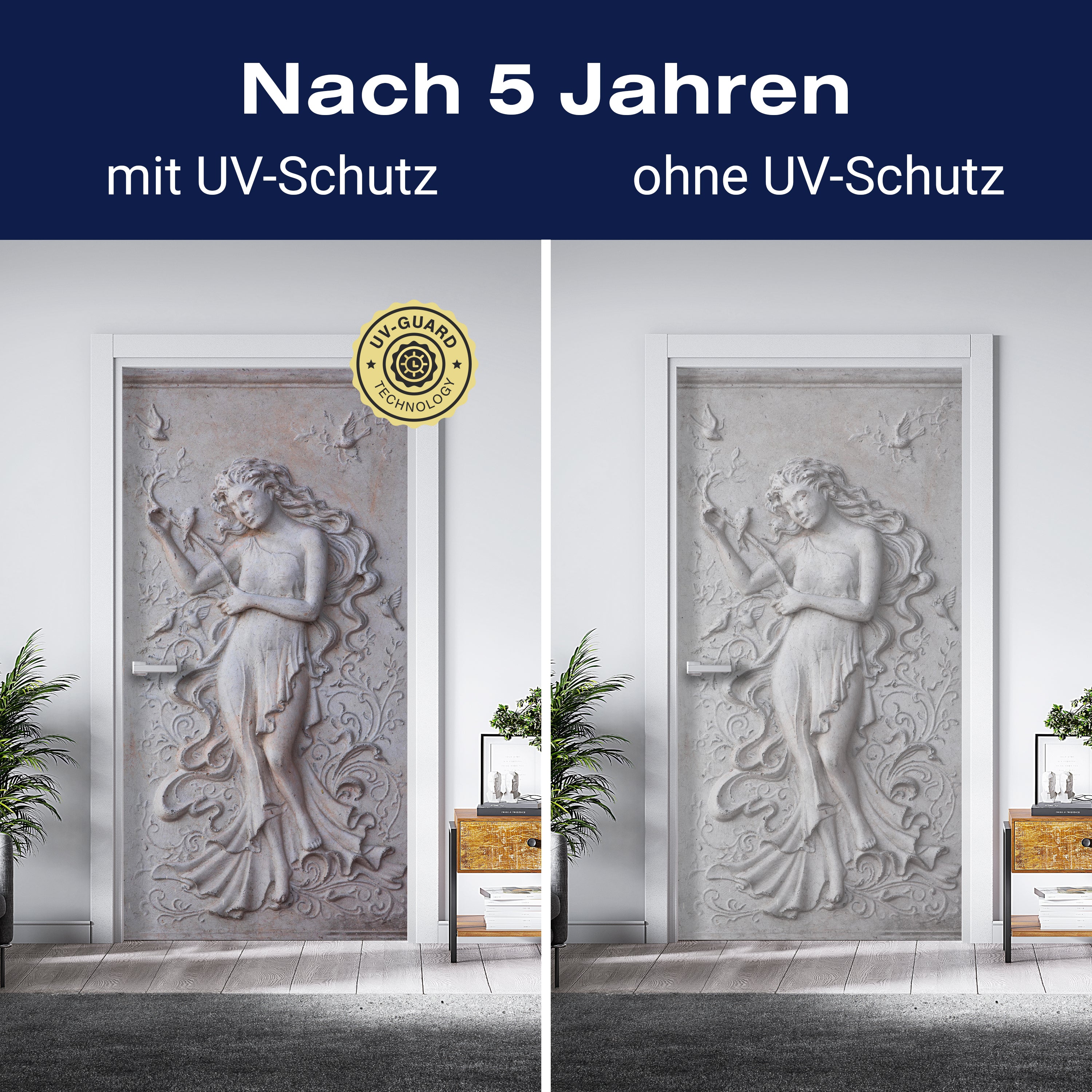 Türtapete Frau & Vögel Figur, Wandbild, Stein M1318 - Bild 4 Türtapete Frau & Vögel Figur, Wandbild, Stein M1318 - Bild 4