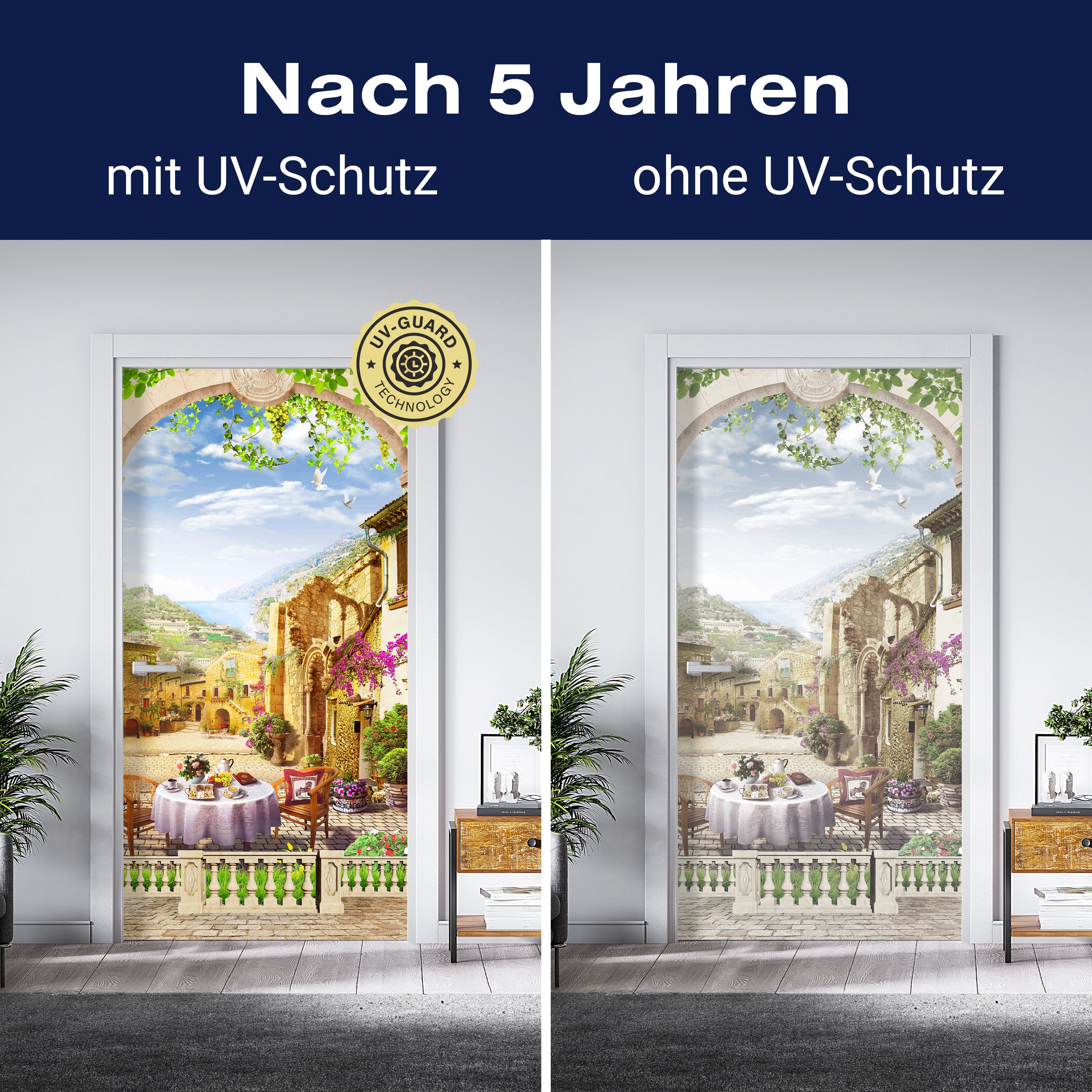 Türtapete altes Dorf, Mediterran, Küste, Tauben M1323 - Bild 4 Türtapete altes Dorf, Mediterran, Küste, Tauben M1323 - Bild 4