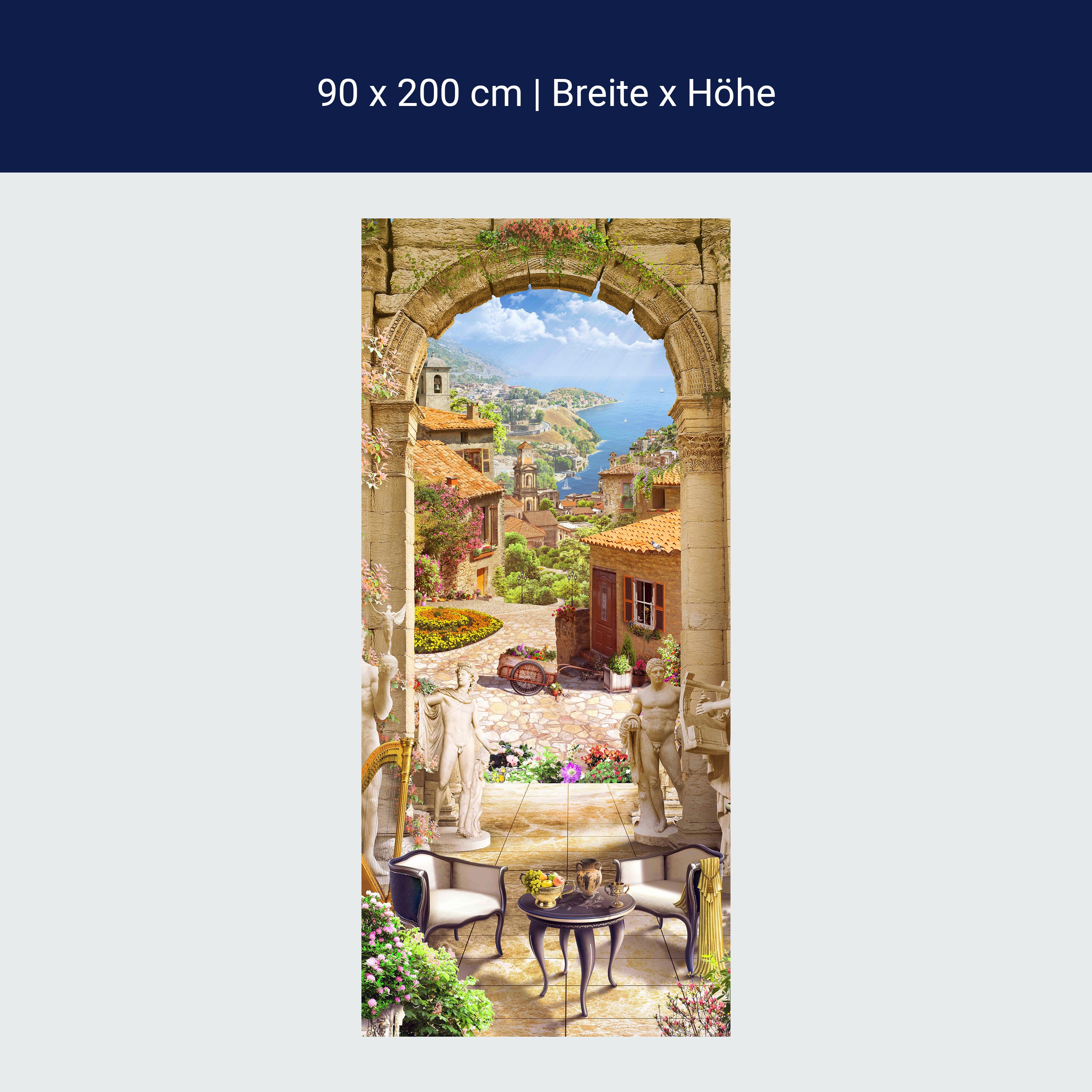 Türtapete historische Stadt, Blick durch Torbogen M1325 Türtapete historische Stadt, Blick durch Torbogen M1325