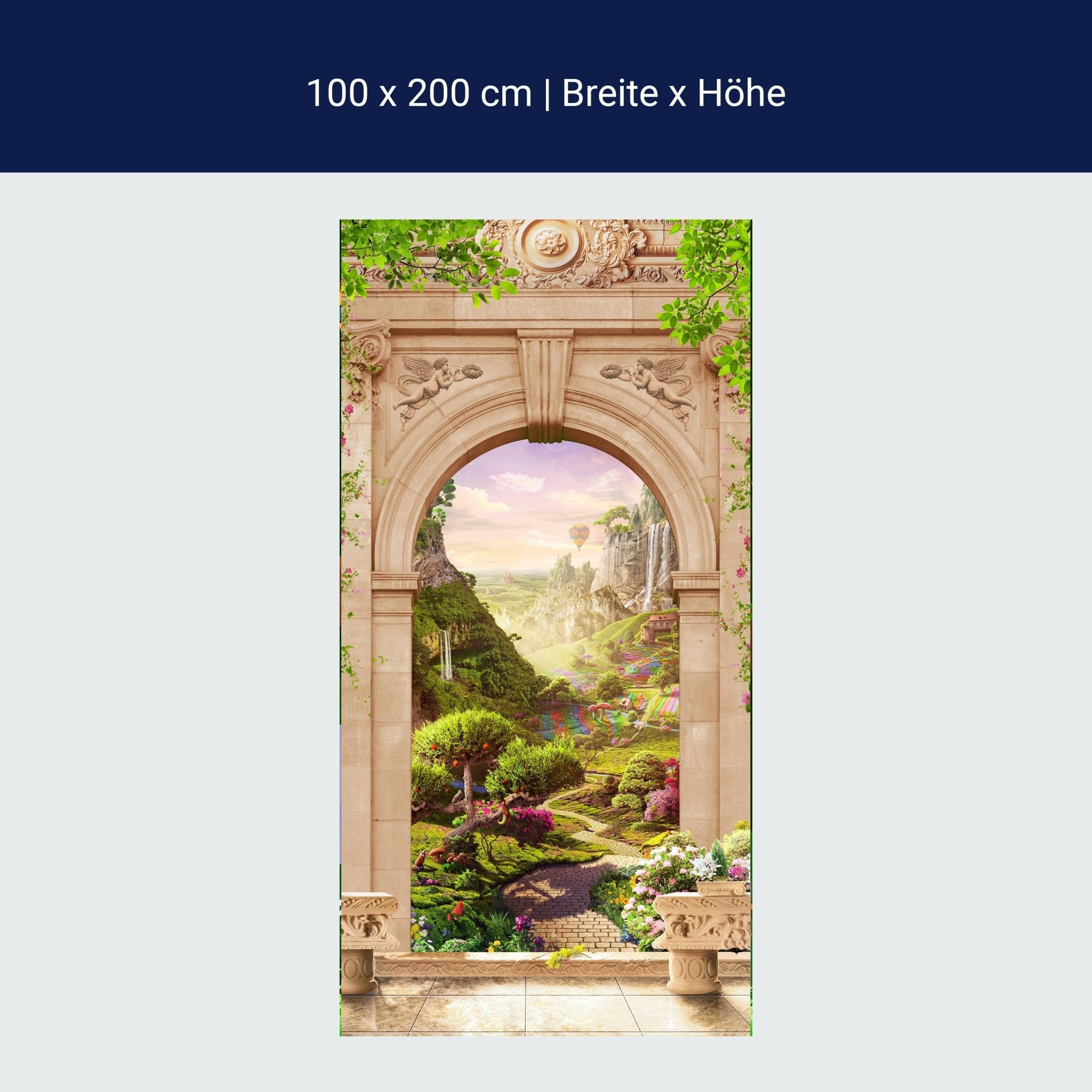 Türtapete Blick auf Felder durch Torbogen, Ballon M1326 Türtapete Blick auf Felder durch Torbogen, Ballon M1326