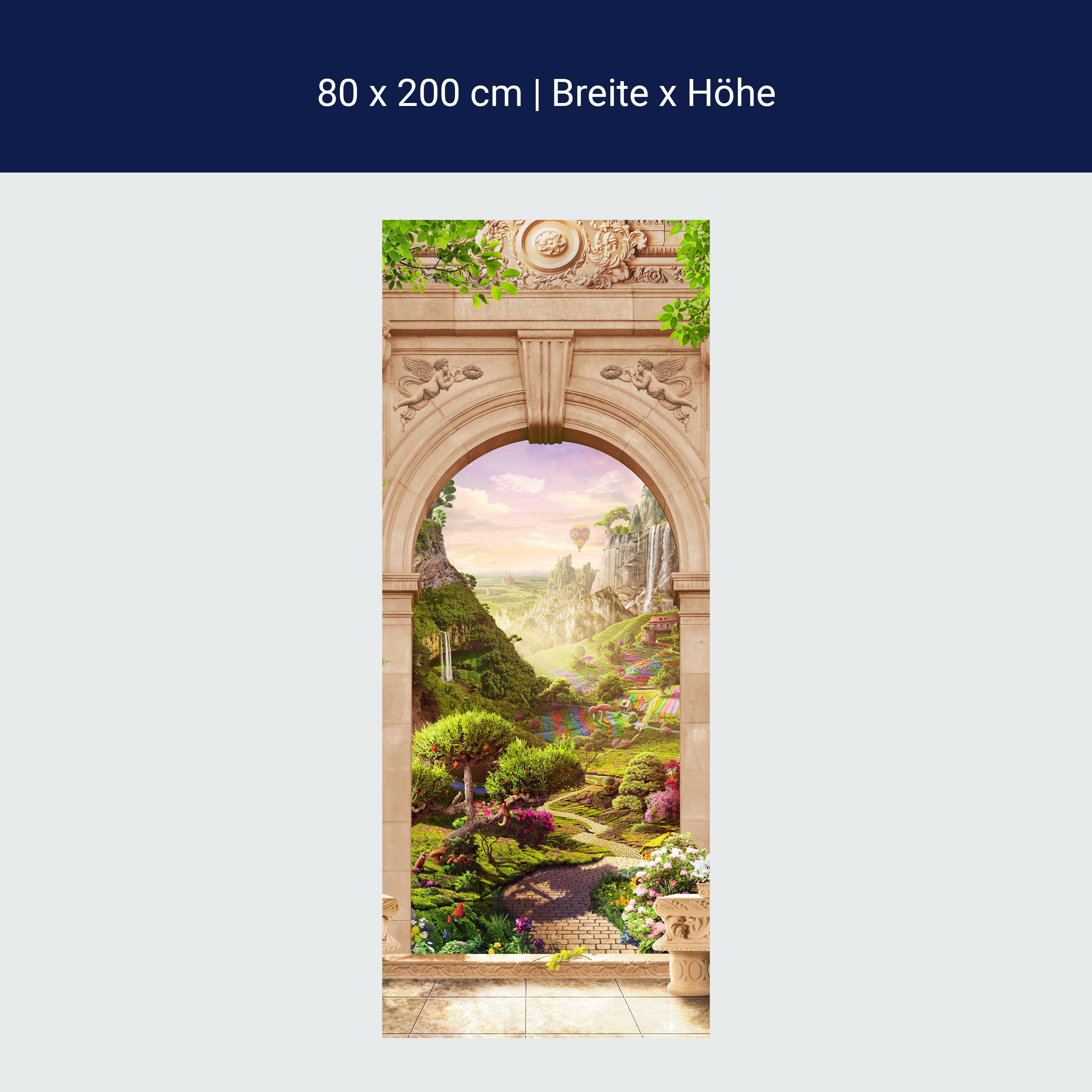 Türtapete Blick auf Felder durch Torbogen, Ballon M1326 Türtapete Blick auf Felder durch Torbogen, Ballon M1326