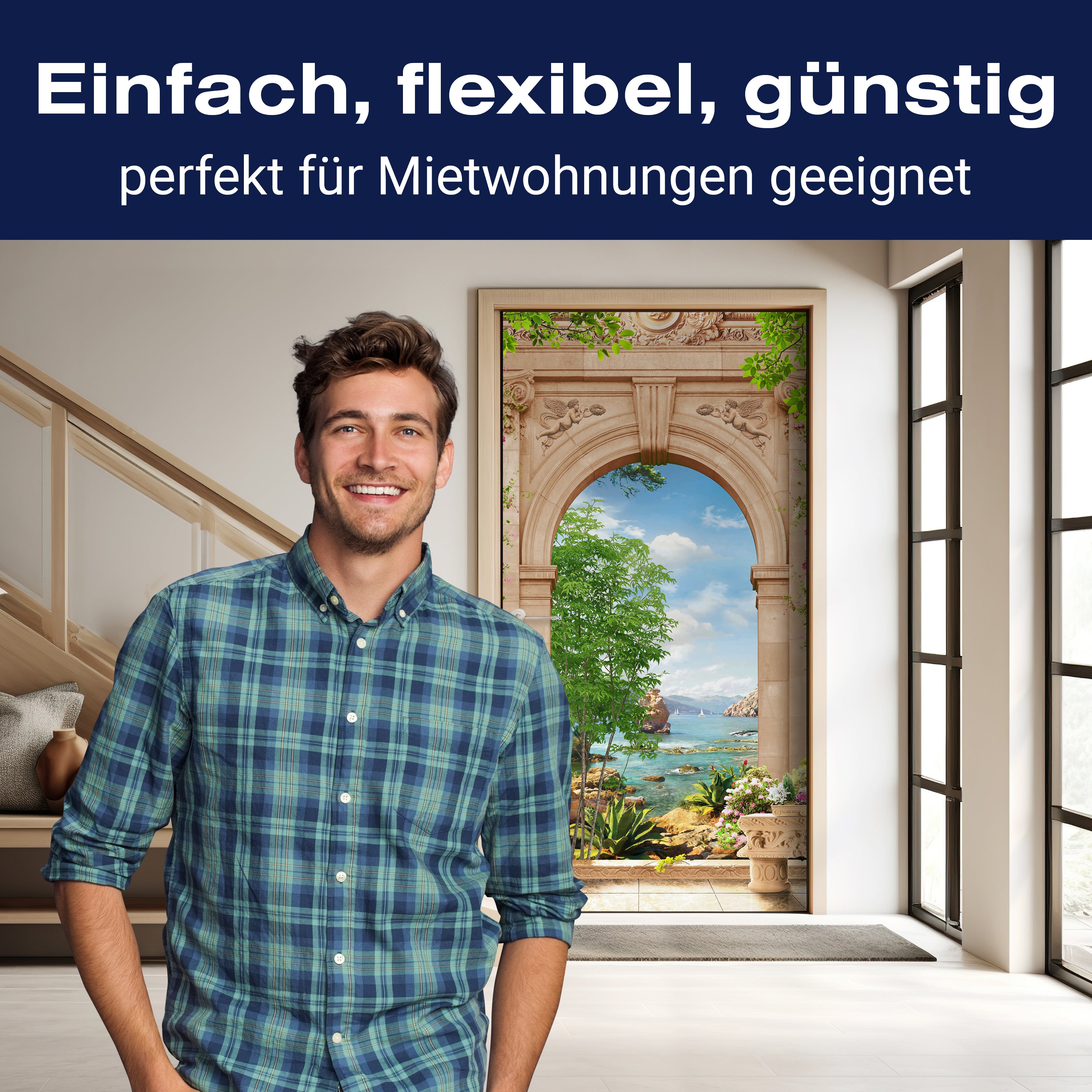 Türtapete Blick aufs Meer, Torbogen, Pflanzen M1327 - Bild 3 Türtapete Blick aufs Meer, Torbogen, Pflanzen M1327 - Bild 3