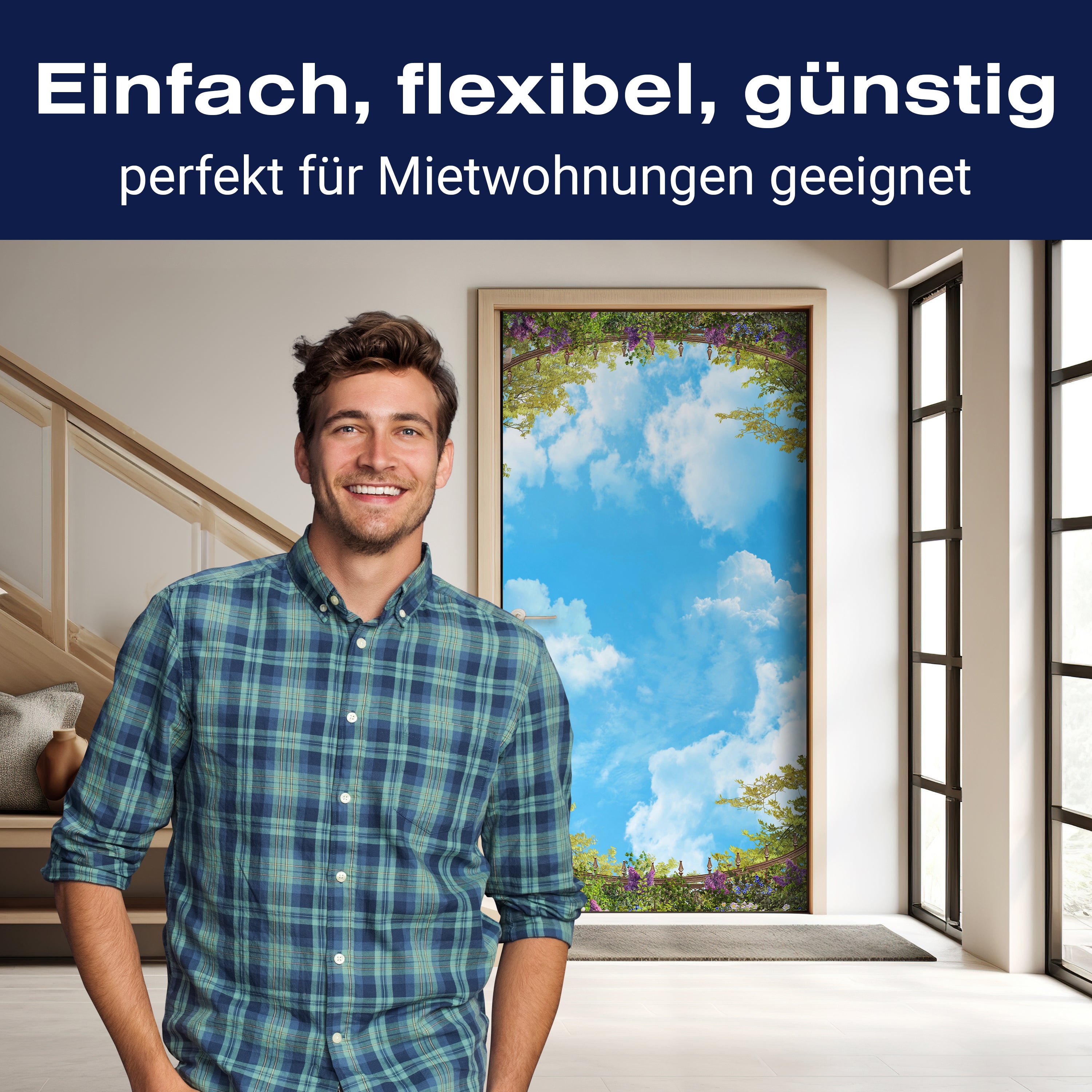 Türtapete Blick in den Himmel, Wolken, Pflanzen M1330 - Bild 3 Türtapete Blick in den Himmel, Wolken, Pflanzen M1330 - Bild 3