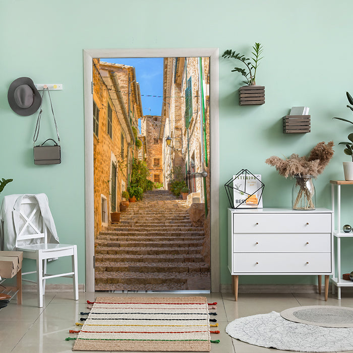 Türtapete Mediterrane Treppe, Sommer, Sonne M1332 - Bild 1 Türtapete Mediterrane Treppe, Sommer, Sonne M1332 - Bild 1