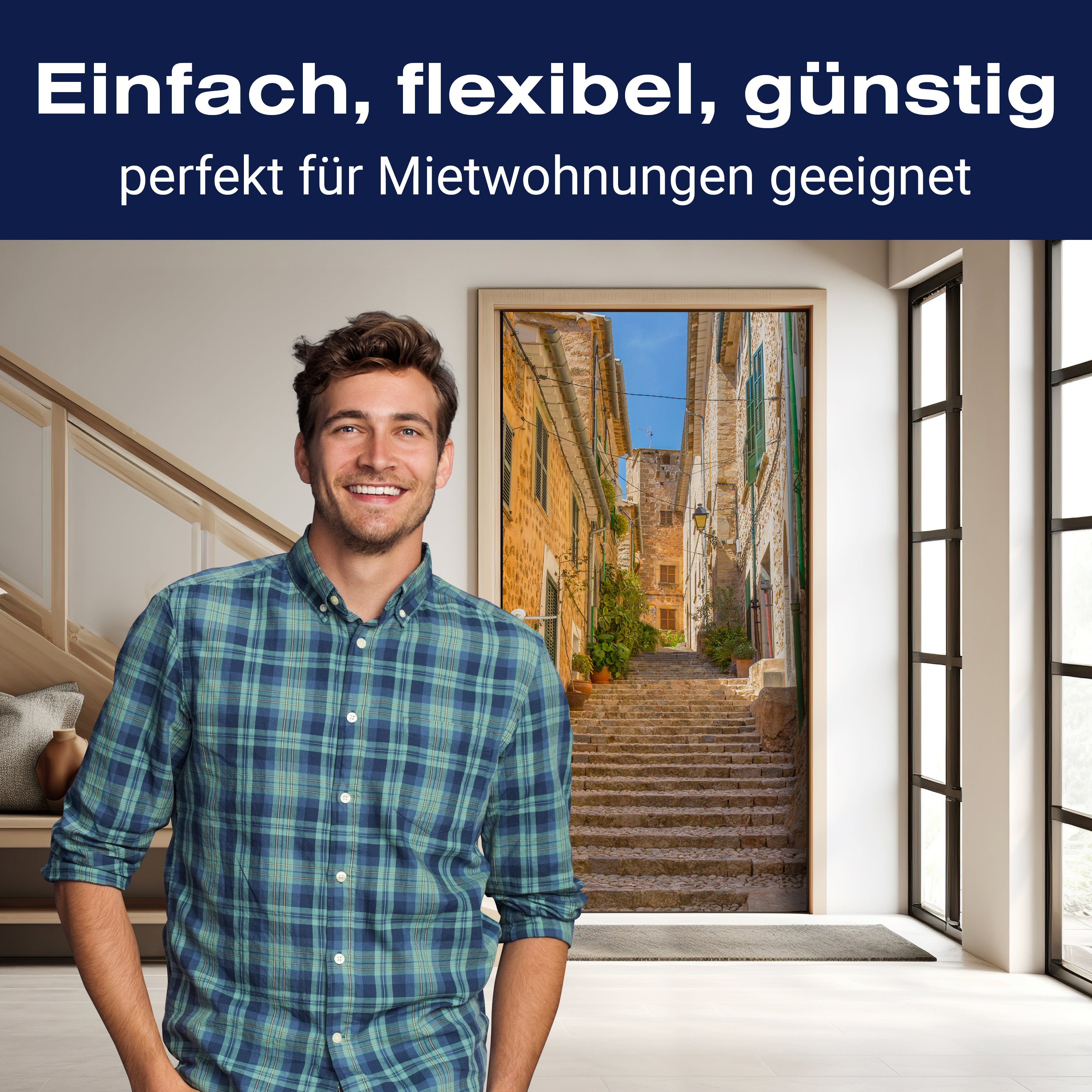 Türtapete Mediterrane Treppe, Sommer, Sonne M1332 - Bild 3 Türtapete Mediterrane Treppe, Sommer, Sonne M1332 - Bild 3