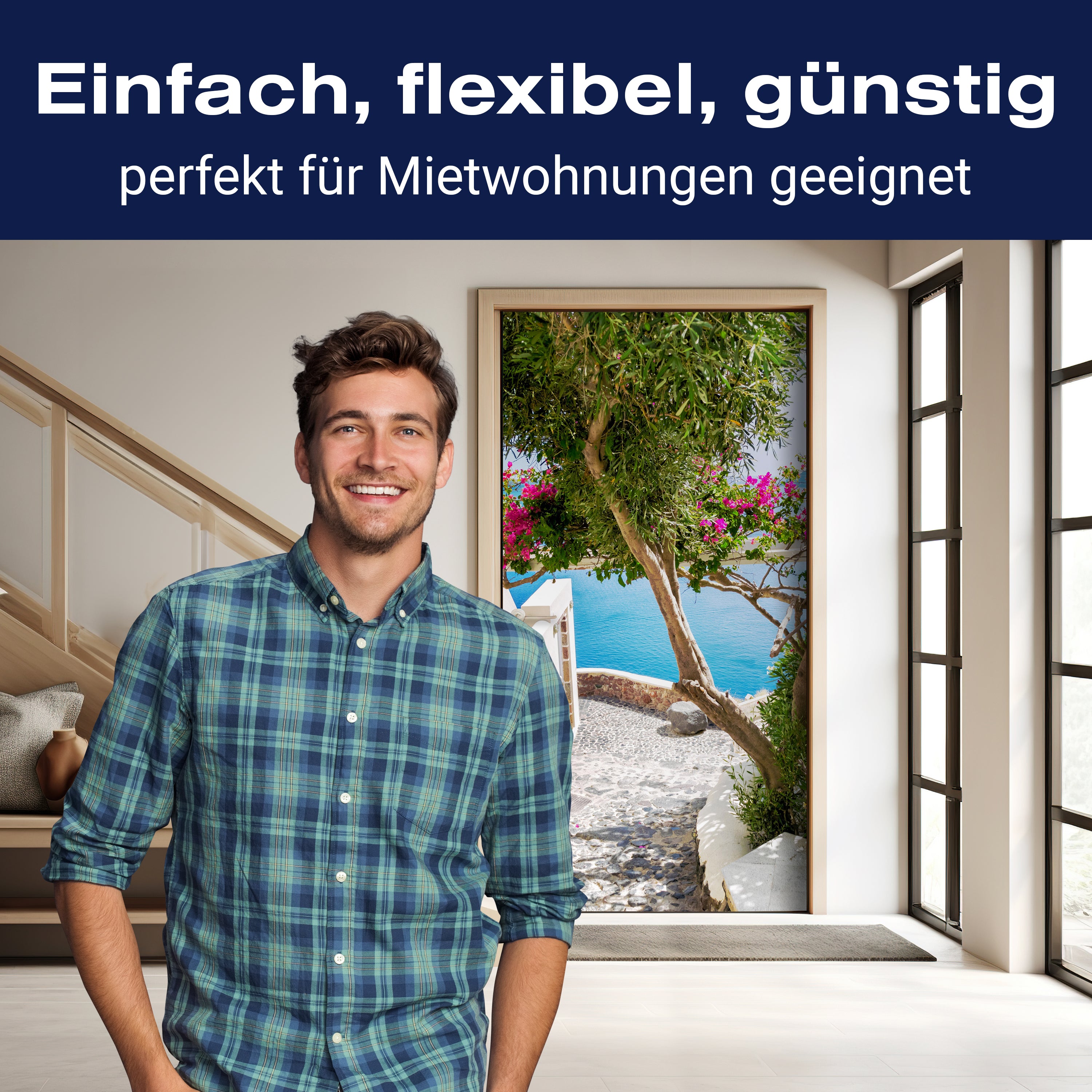 Türtapete Treppe mit Blick aufs Meer, Mediterran M1333 - Bild 3 Türtapete Treppe mit Blick aufs Meer, Mediterran M1333 - Bild 3