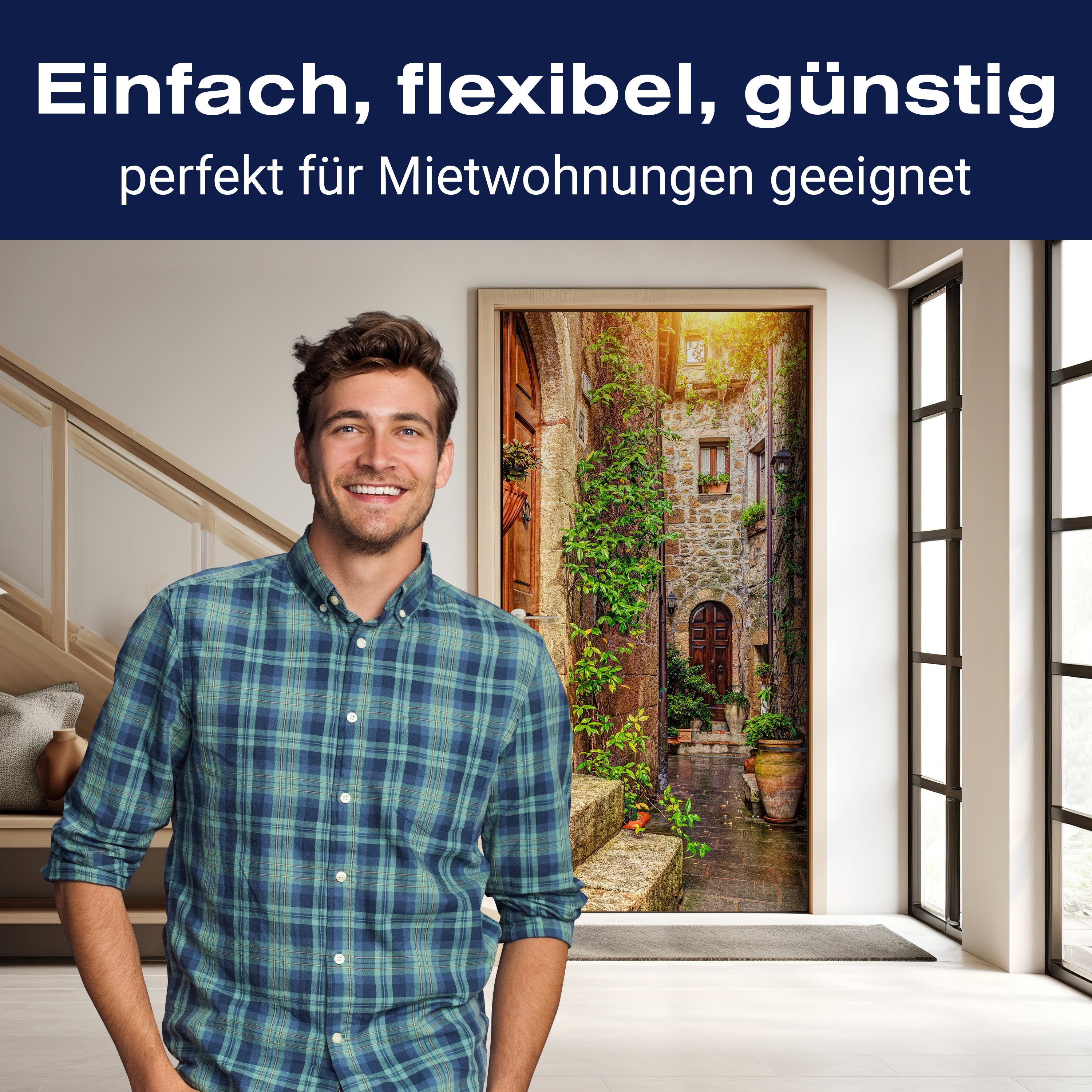 Türtapete Hinterhof, Efeu, Sonne, Rustikal, Regen M1335 - Bild 3 Türtapete Hinterhof, Efeu, Sonne, Rustikal, Regen M1335 - Bild 3