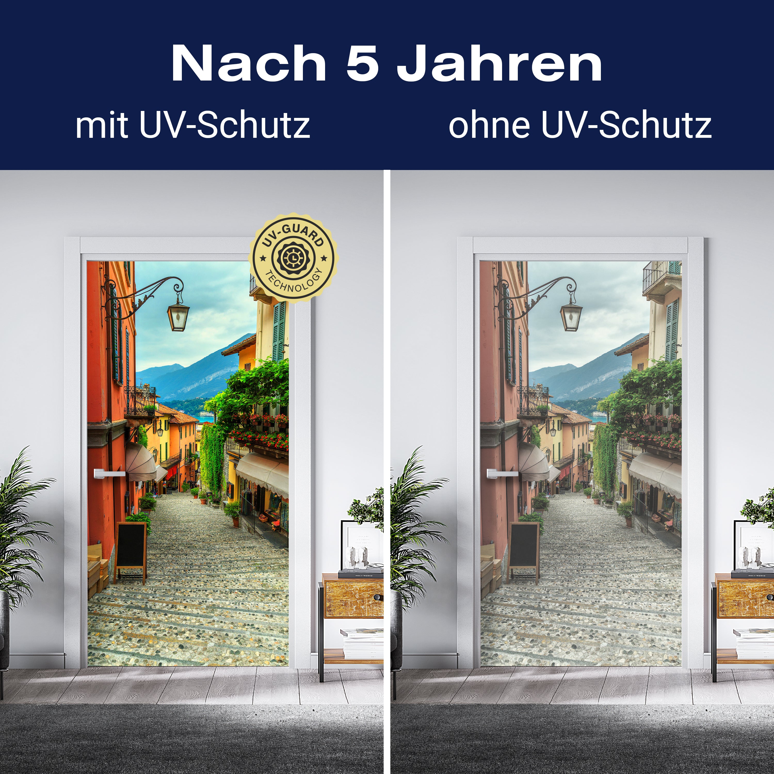 Türtapete Gasse mit Blick auf Berge & See, Italien M1336 - Bild 4 Türtapete Gasse mit Blick auf Berge & See, Italien M1336 - Bild 4